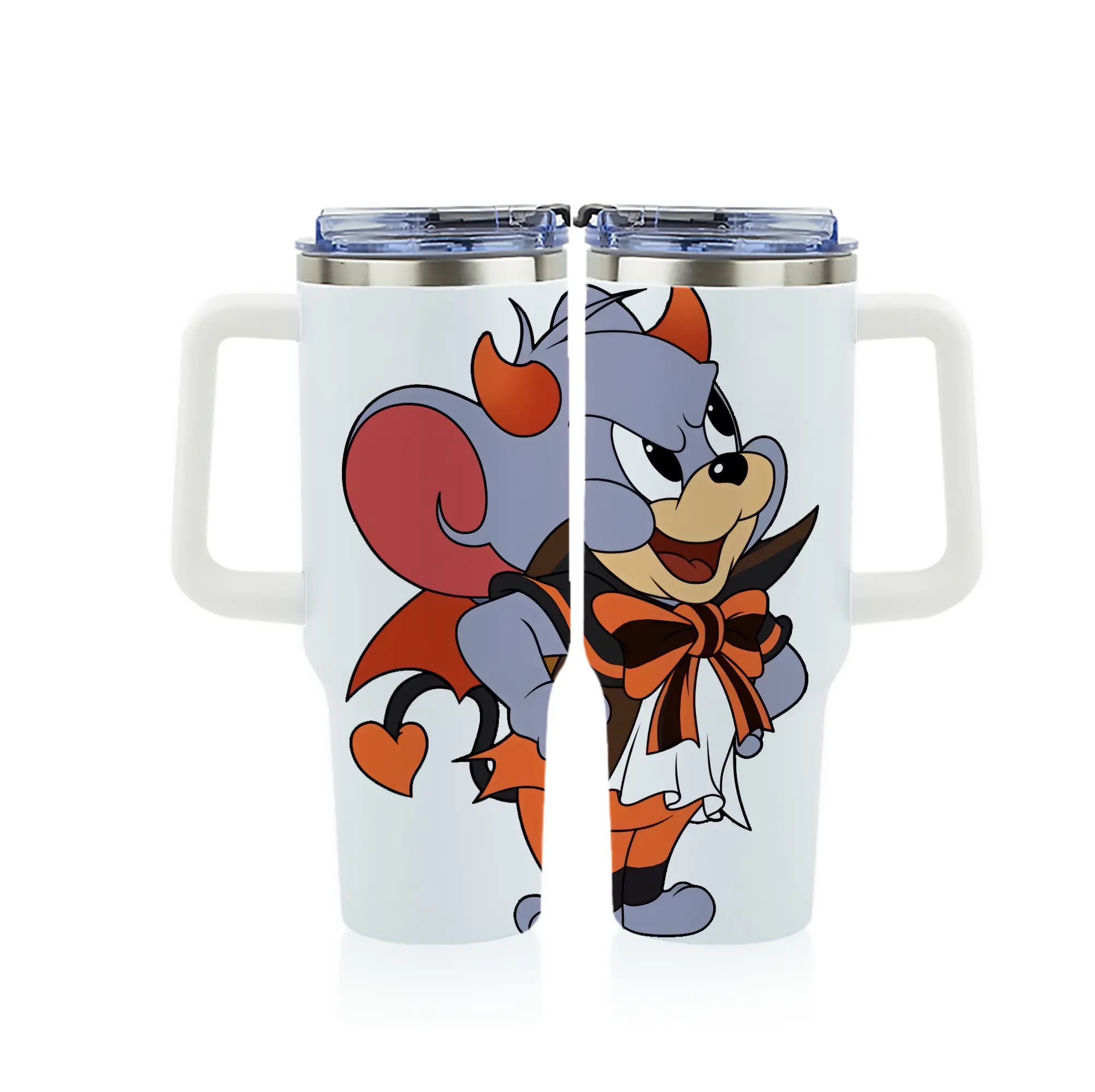 トムとジェリー グッズ タフィー - 1200mL フルプリント車用タンブラー ・ 304ステンレス 内側 ・ 201ステンレス 外側 ・ 保温 保冷 ・ 通勤 ドライブ アウトドア用