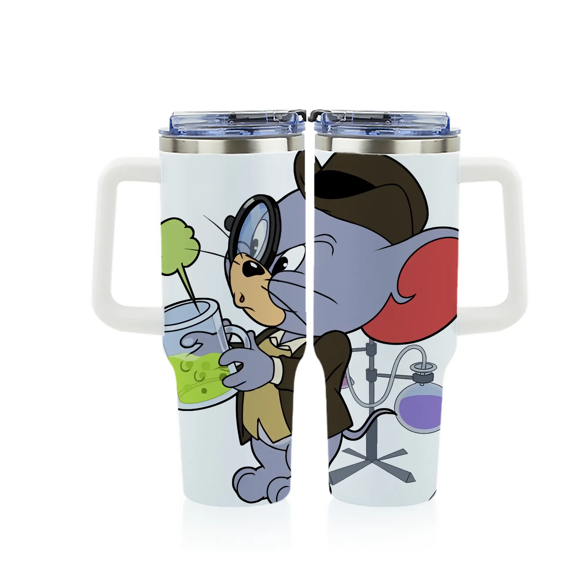 トムとジェリー グッズ タフィー - 1200mL フルプリント車用タンブラー ・ 304ステンレス 内側 ・ 201ステンレス 外側 ・ 保温 保冷 ・ 通勤 ドライブ アウトドア用