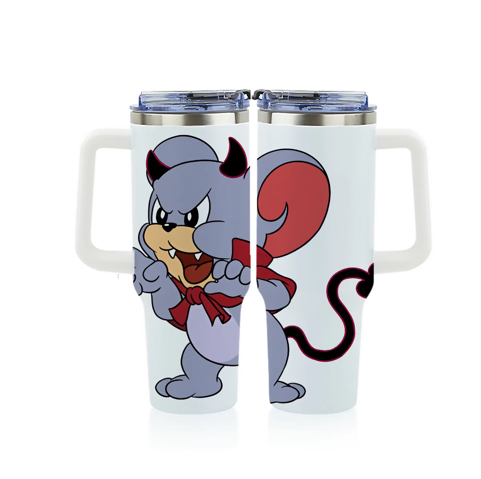 トムとジェリー グッズ タフィー - 1200mL フルプリント車用タンブラー ・ 304ステンレス 内側 ・ 201ステンレス 外側 ・ 保温 保冷 ・ 通勤 ドライブ アウトドア用