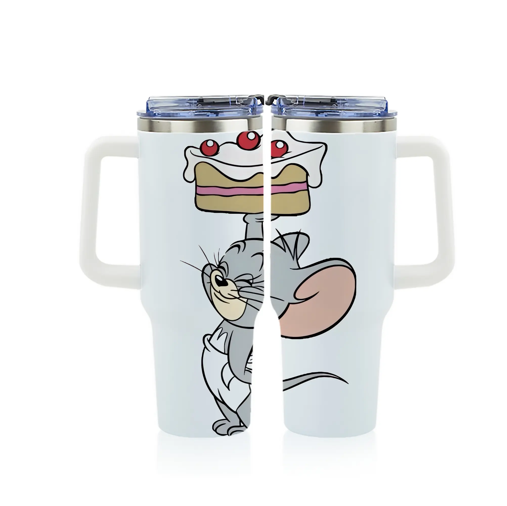 トムとジェリー グッズ タフィー - 1200mL フルプリント車用タンブラー ・ 304ステンレス 内側 ・ 201ステンレス 外側 ・ 保温 保冷 ・ 通勤 ドライブ アウトドア用