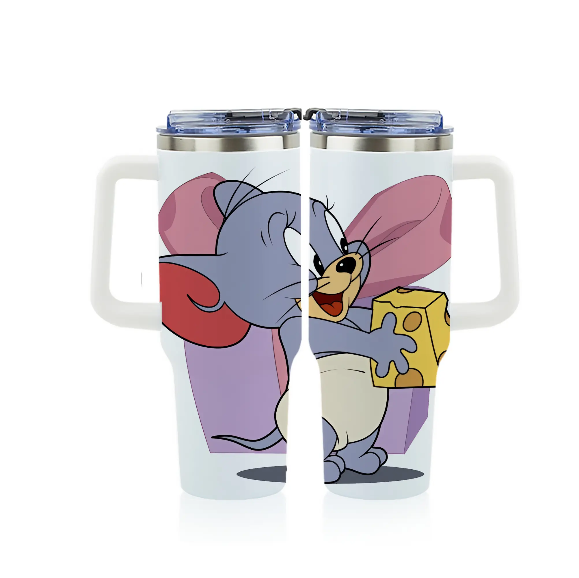 トムとジェリー グッズ タフィー - 1200mL フルプリント車用タンブラー ・ 304ステンレス 内側 ・ 201ステンレス 外側 ・ 保温 保冷 ・ 通勤 ドライブ アウトドア用