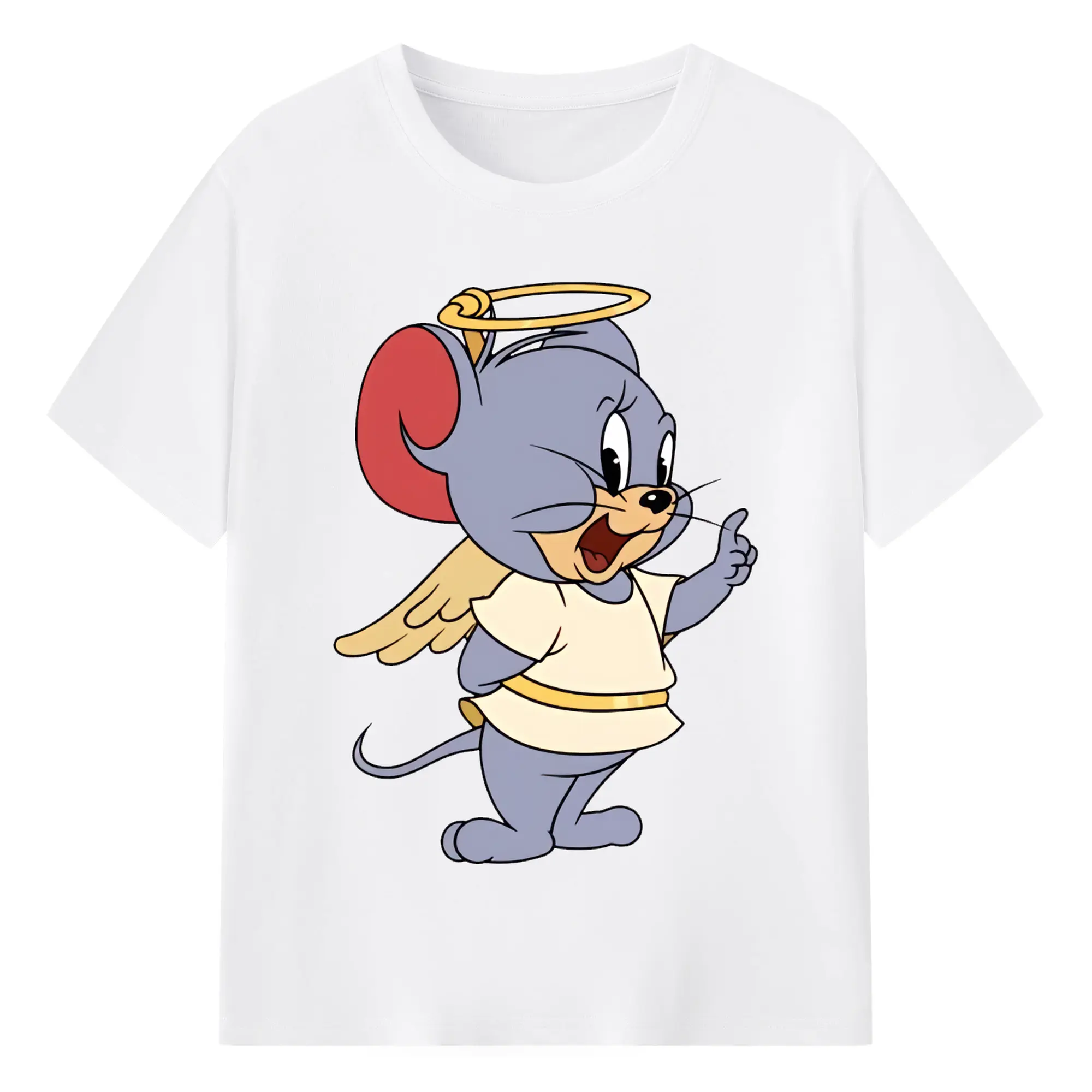 トムとジェリー グッズ タフィー - 綿100％ 半袖Tシャツ ・ フロントプリント ・ 快適 通気性 ・ 日常使い 散歩 スポーツ用