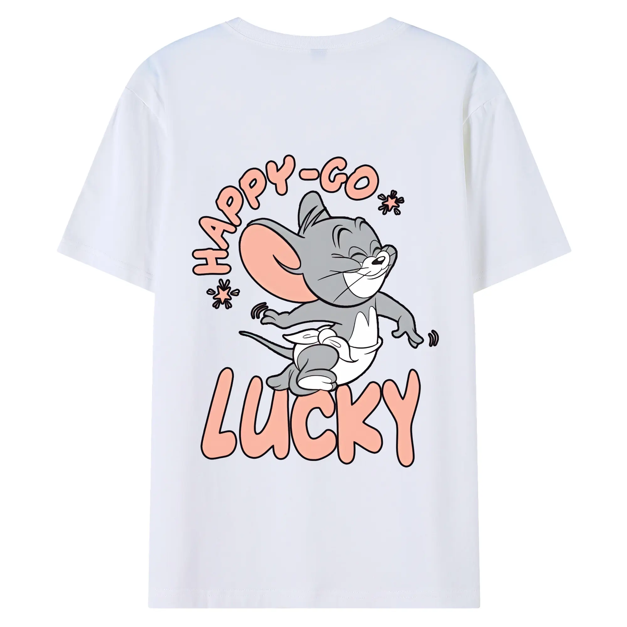 トムとジェリー グッズ タフィー - 綿100％ 半袖Tシャツ ・ バックプリント ・ 快適 通気性 ・ 日常使い 散歩 スポーツ用