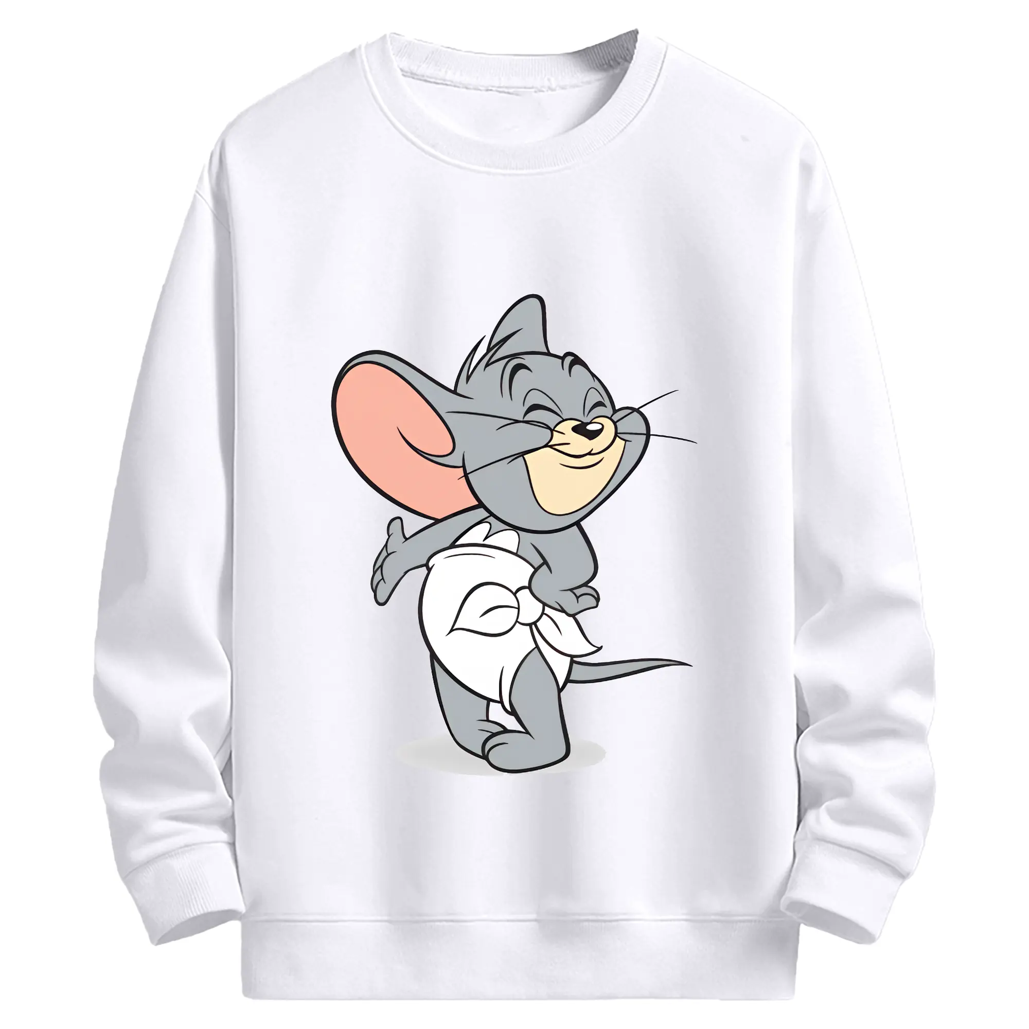 トムとジェリー グッズ タフィー - 高品質 クルーネック スウェット ・ コットン59％ ポリエステル41％ ・ ユニセックス 長袖 トレーナー ・ カジュアル デイリー スポーツ 散歩用