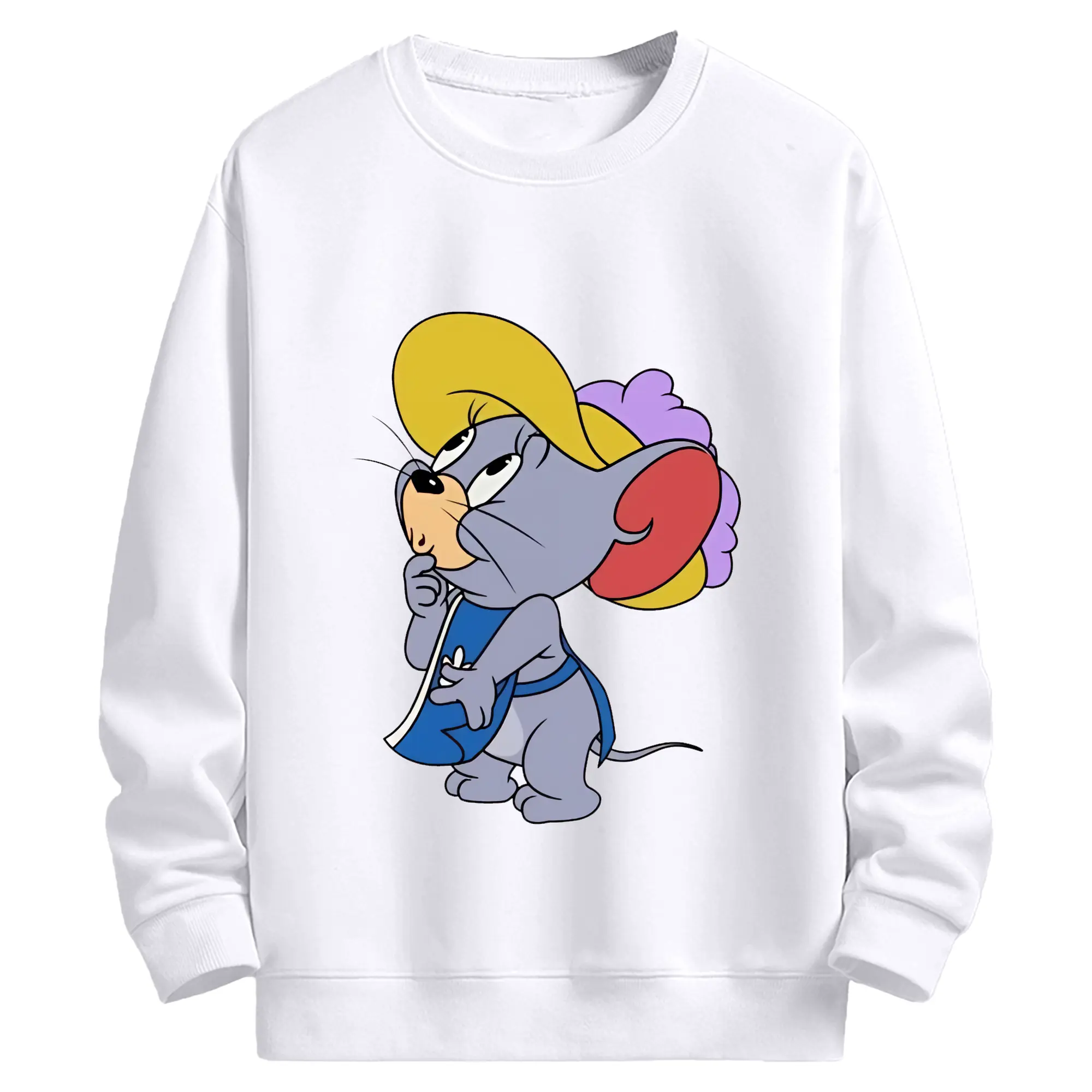 トムとジェリー グッズ タフィー - 高品質 クルーネック スウェット ・ コットン59％ ポリエステル41％ ・ ユニセックス 長袖 トレーナー ・ カジュアル デイリー スポーツ 散歩用