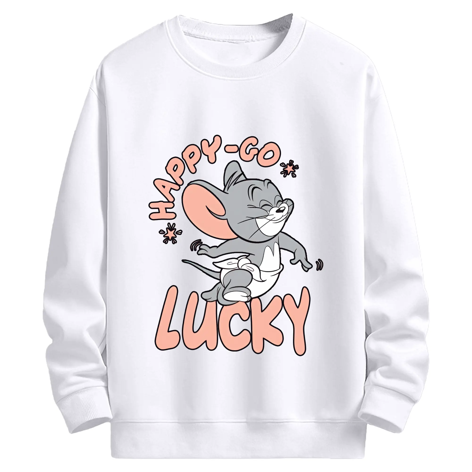 トムとジェリー グッズ タフィー - 高品質 クルーネック スウェット ・ コットン59％ ポリエステル41％ ・ ユニセックス 長袖 トレーナー ・ カジュアル デイリー スポーツ 散歩用