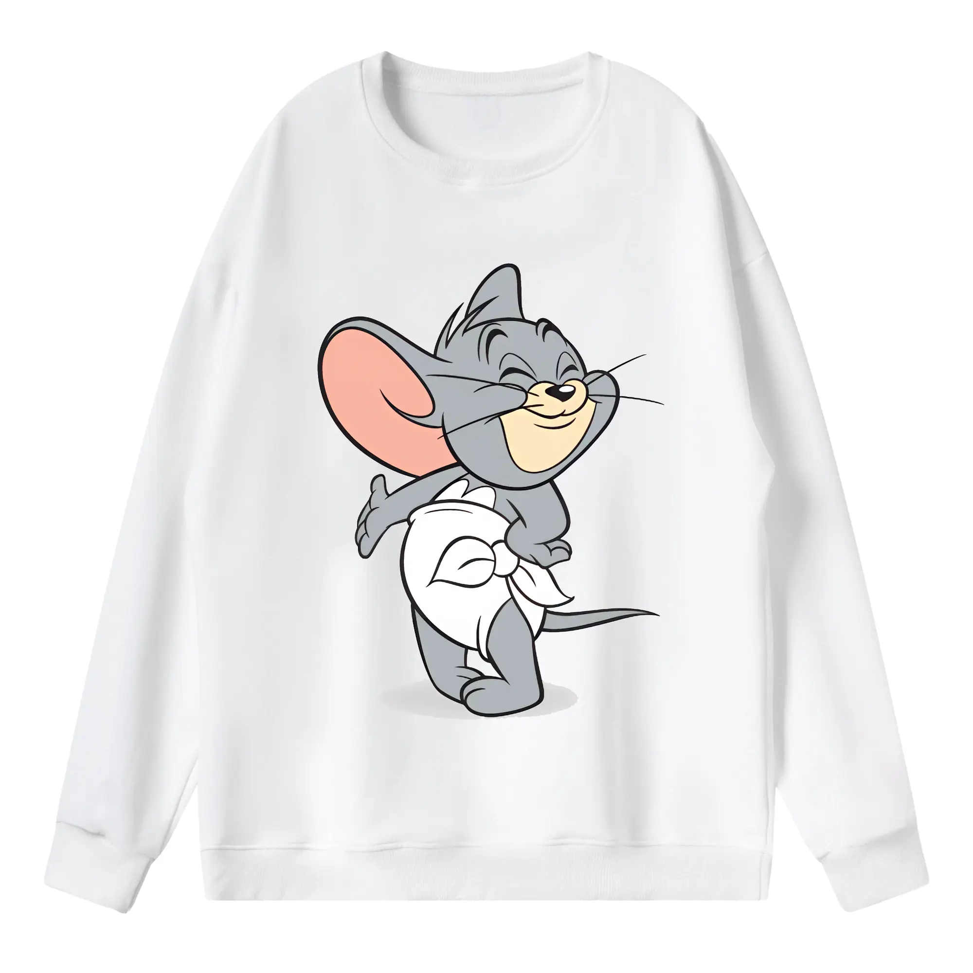 トムとジェリー グッズ タフィー - 薄手 クルーネック スウェット 裏毛260g · ポリエステル 春秋向け カジュアル 男女兼用 · トレーナー デイリー スポーツ 散歩に最適