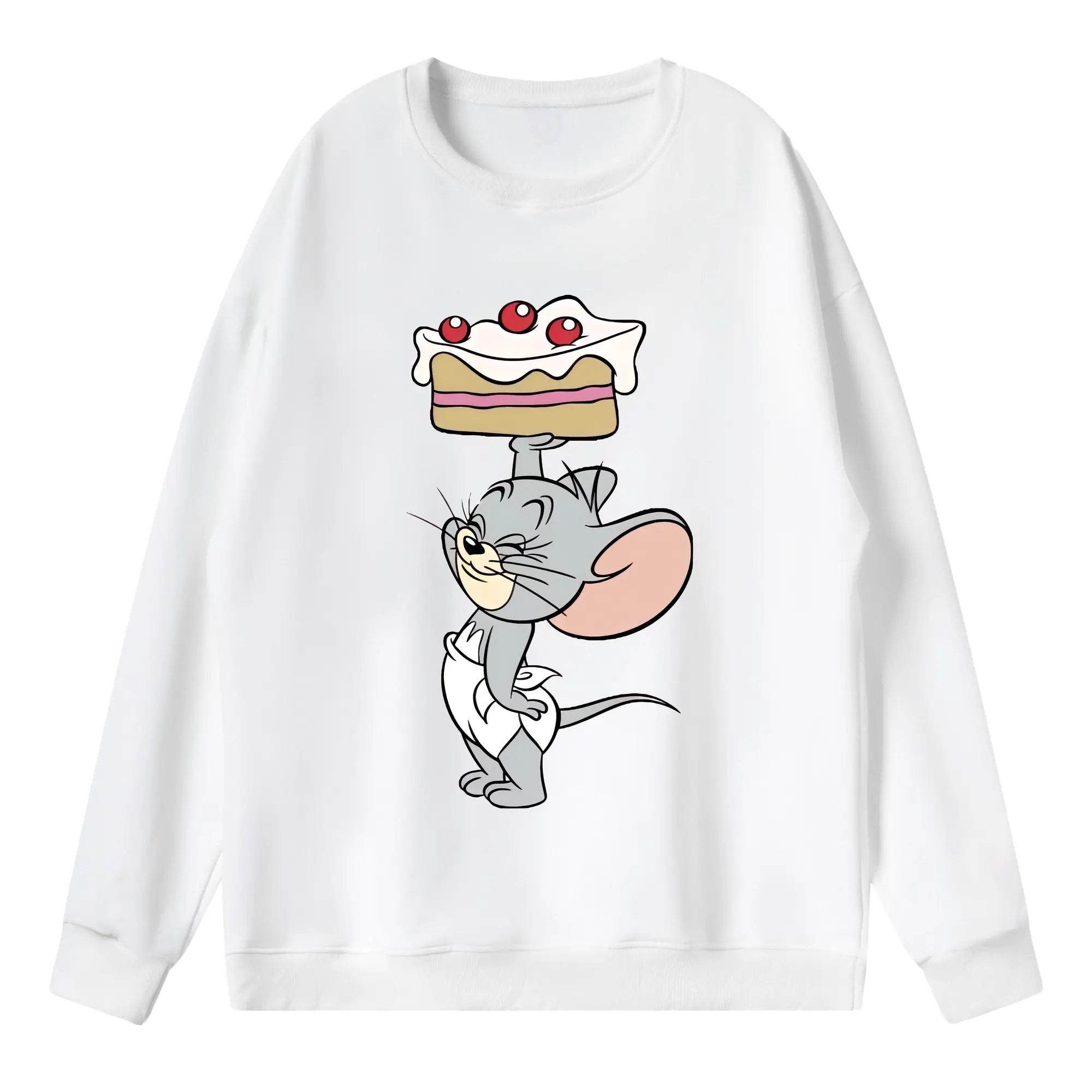 トムとジェリー グッズ タフィー - 薄手 クルーネック スウェット 裏毛260g · ポリエステル 春秋向け カジュアル 男女兼用 · トレーナー デイリー スポーツ 散歩に最適