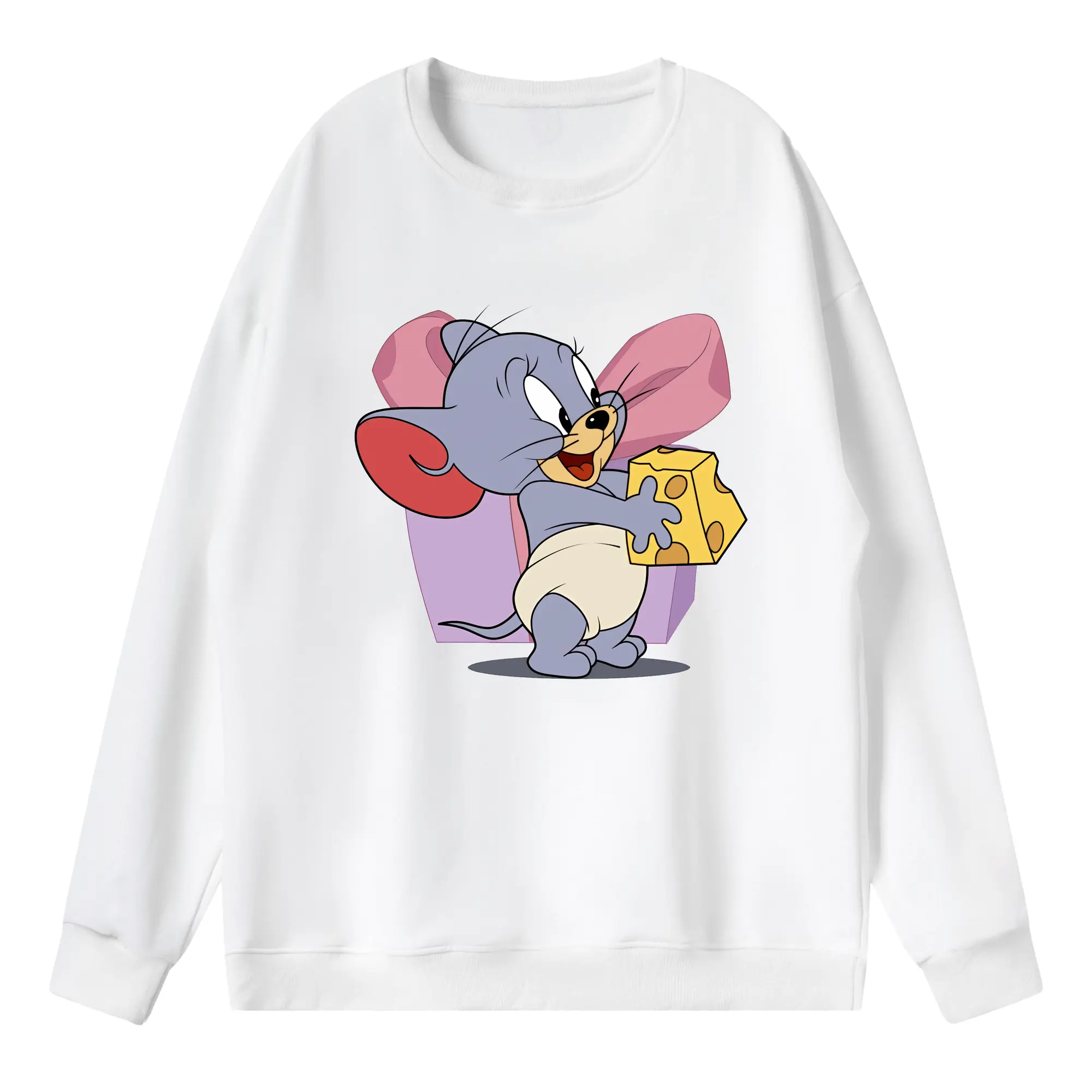 トムとジェリー グッズ タフィー - 薄手 クルーネック スウェット 裏毛260g · ポリエステル 春秋向け カジュアル 男女兼用 · トレーナー デイリー スポーツ 散歩に最適