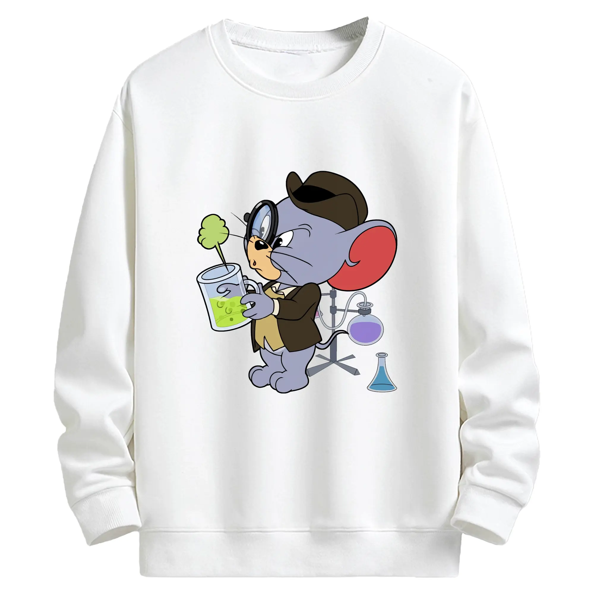 トムとジェリー グッズ タフィー - キッズ クルーネックスウェットシャツ ・ フロントプリント ・ 綿80％ ポリエステル20％ ・ 快適 通学 スポーツ 日常使い お散歩用