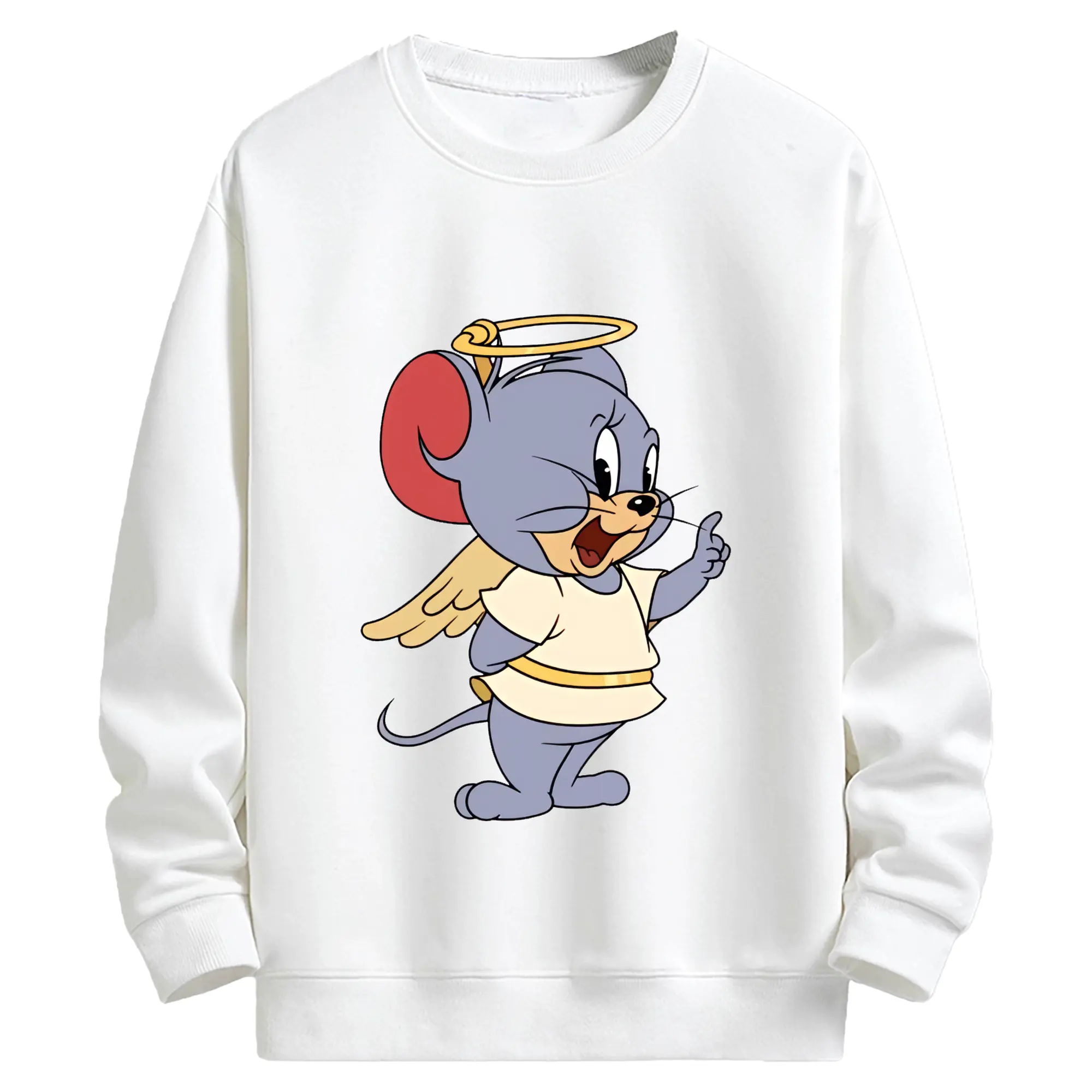 トムとジェリー グッズ タフィー - キッズ クルーネックスウェットシャツ ・ フロントプリント ・ 綿80％ ポリエステル20％ ・ 快適 通学 スポーツ 日常使い お散歩用