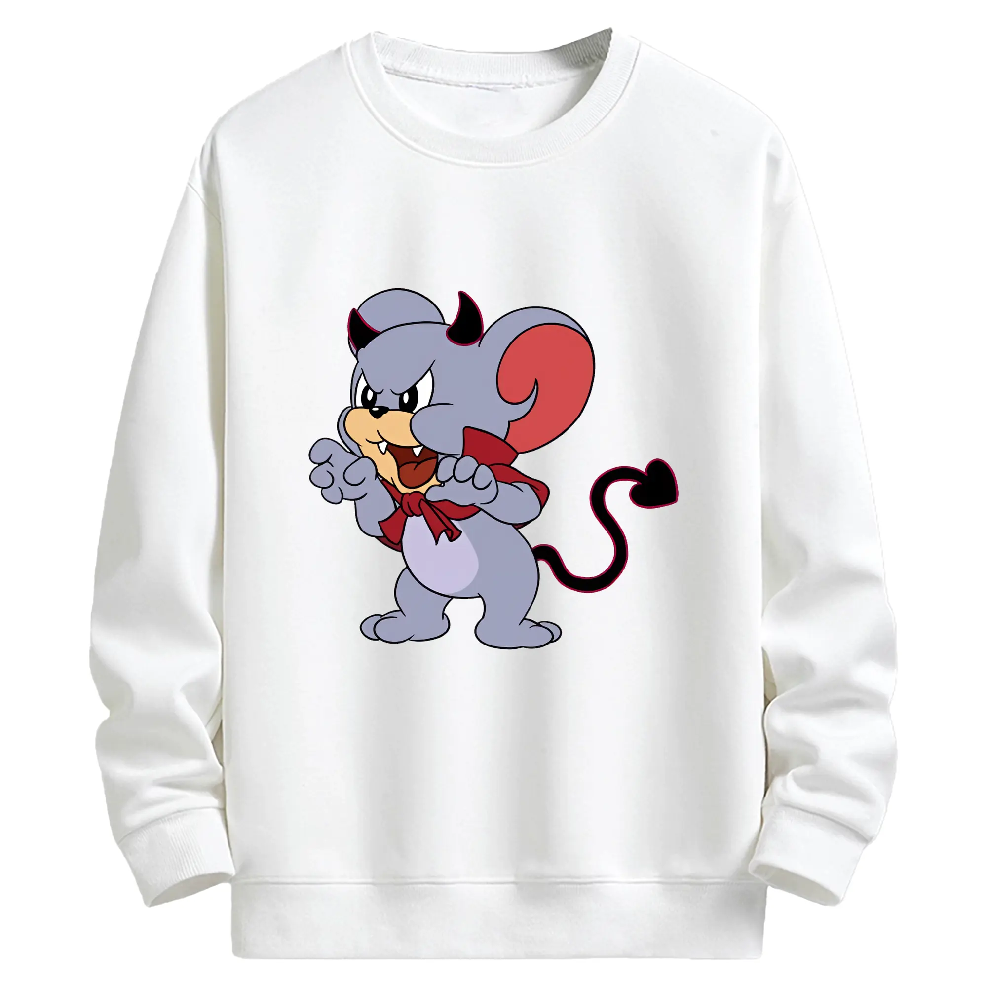 トムとジェリー グッズ タフィー - キッズ クルーネックスウェットシャツ ・ フロントプリント ・ 綿80％ ポリエステル20％ ・ 快適 通学 スポーツ 日常使い お散歩用