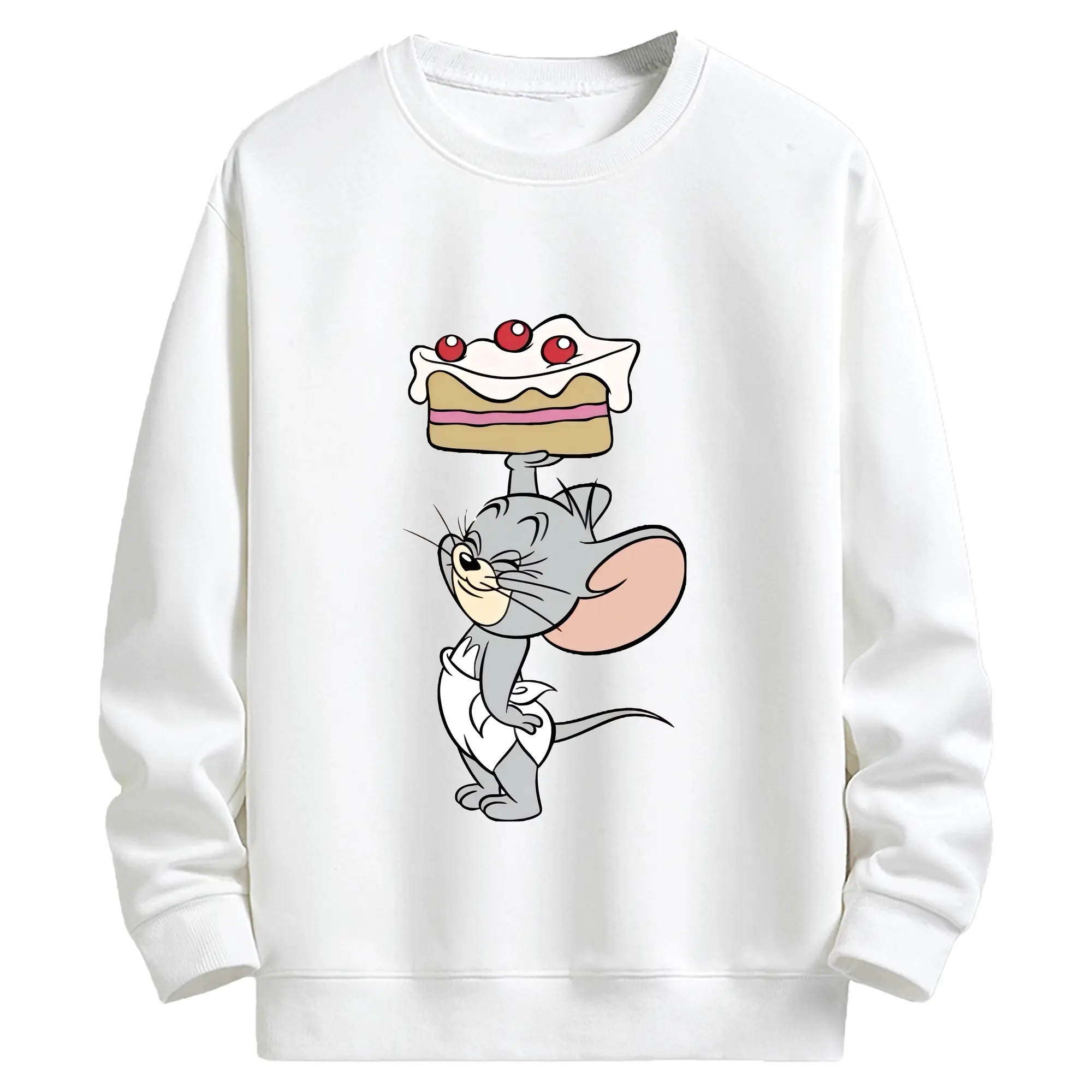 トムとジェリー グッズ タフィー - キッズ クルーネックスウェットシャツ ・ フロントプリント ・ 綿80％ ポリエステル20％ ・ 快適 通学 スポーツ 日常使い お散歩用