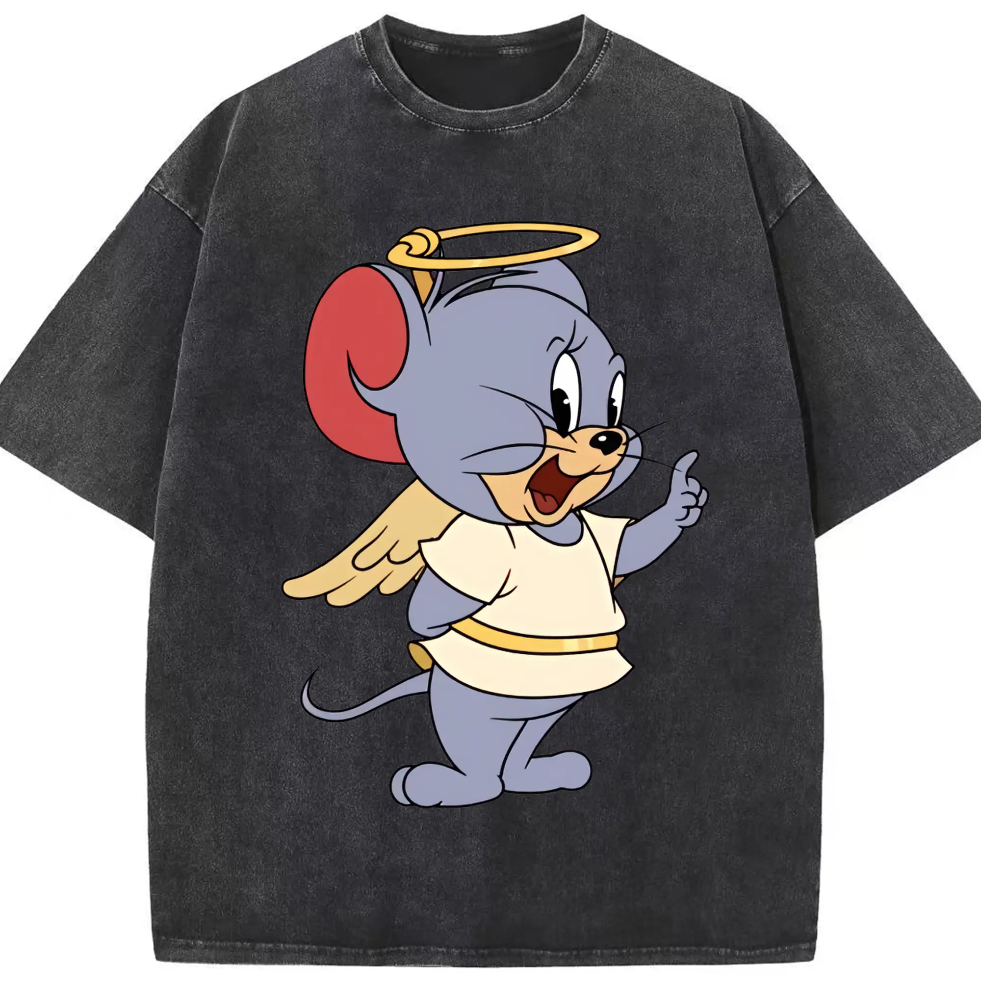 トムとジェリー グッズ タフィー - 綿100％ ヴィンテージ風 半袖Tシャツ ・ フロントプリント ・ 柔らか肌触り ・ 通気性 快適 ・ スポーツ カジュアル 外出用