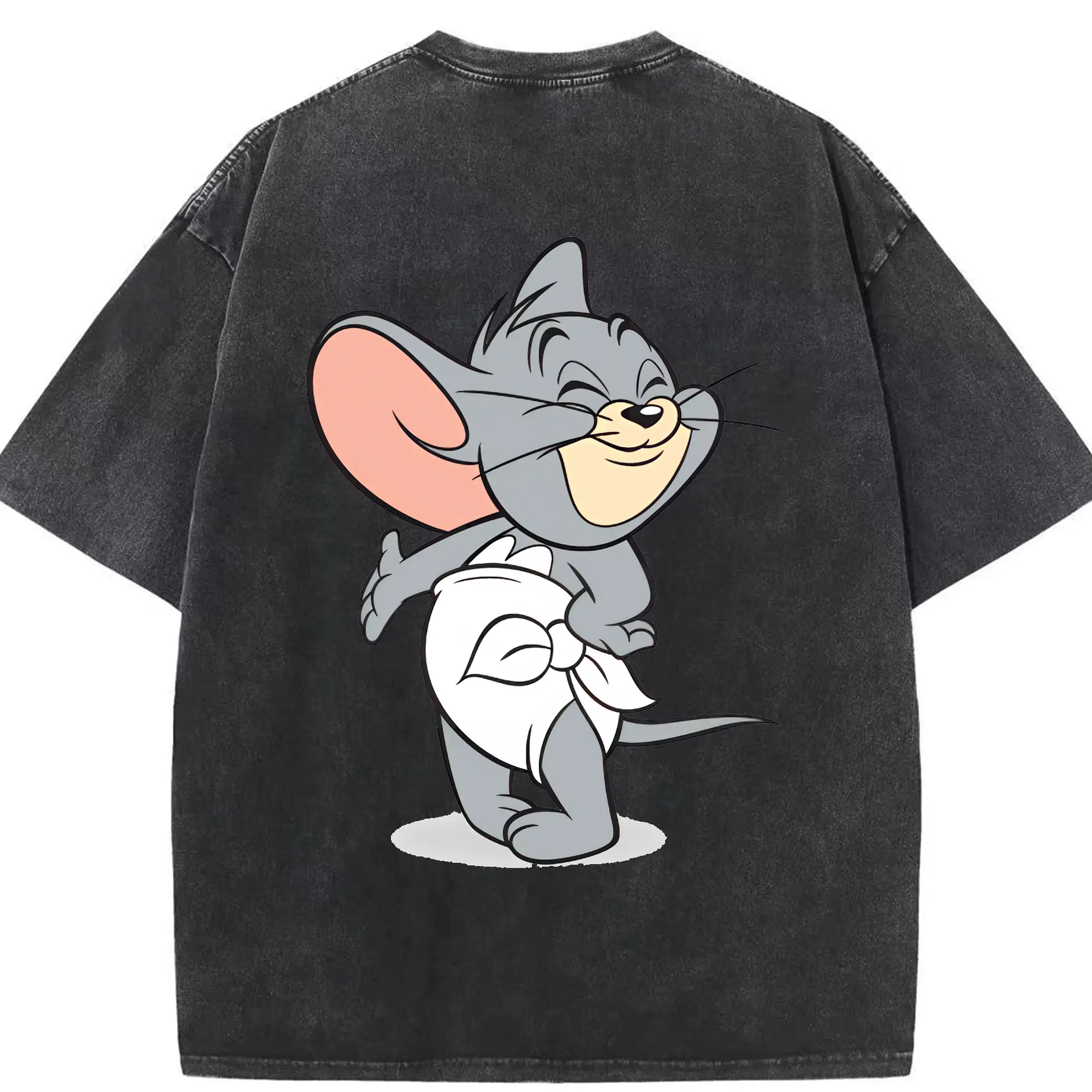 トムとジェリー グッズ タフィー - 綿100％ ヴィンテージ風 半袖Tシャツ ・ 背面プリント ・ 柔らか肌触り ・ 通気性 快適 ・ スポーツ カジュアル 外出用