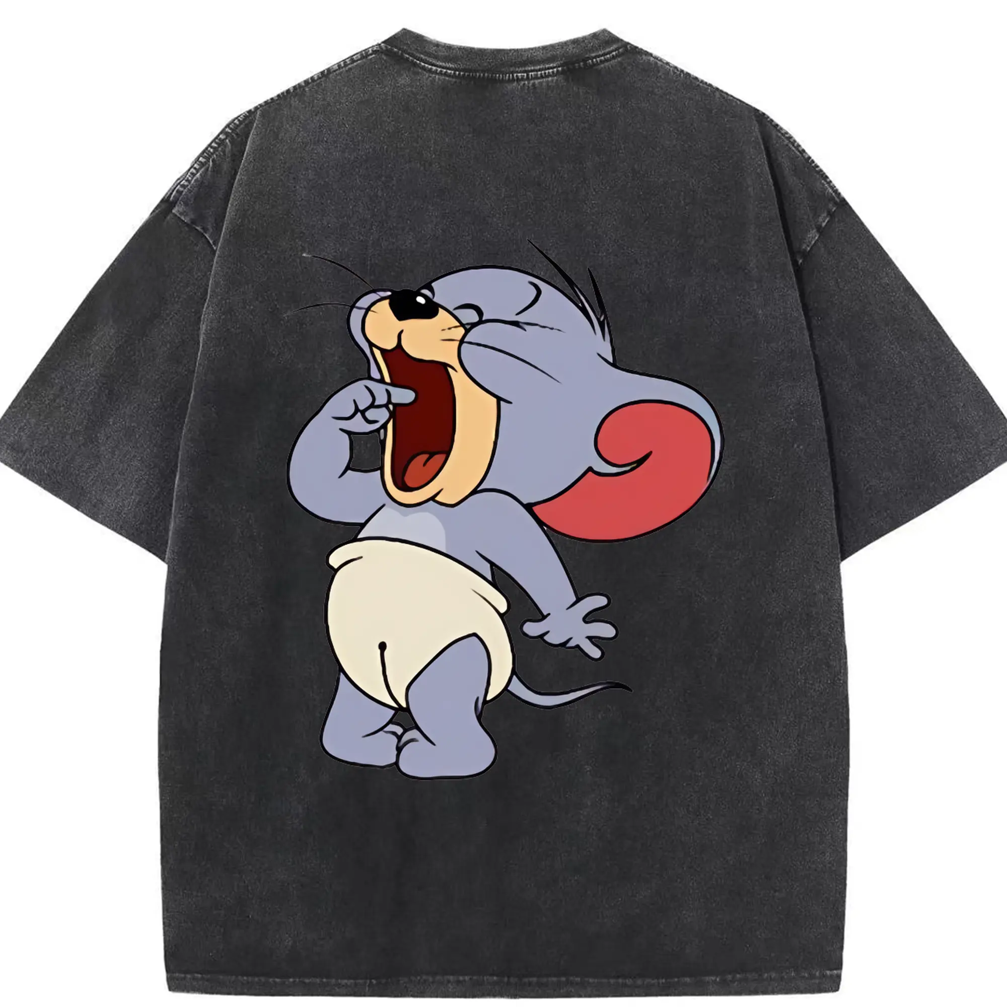 トムとジェリー グッズ タフィー - 綿100％ ヴィンテージ風 半袖Tシャツ ・ 背面プリント ・ 柔らか肌触り ・ 通気性 快適 ・ スポーツ カジュアル 外出用