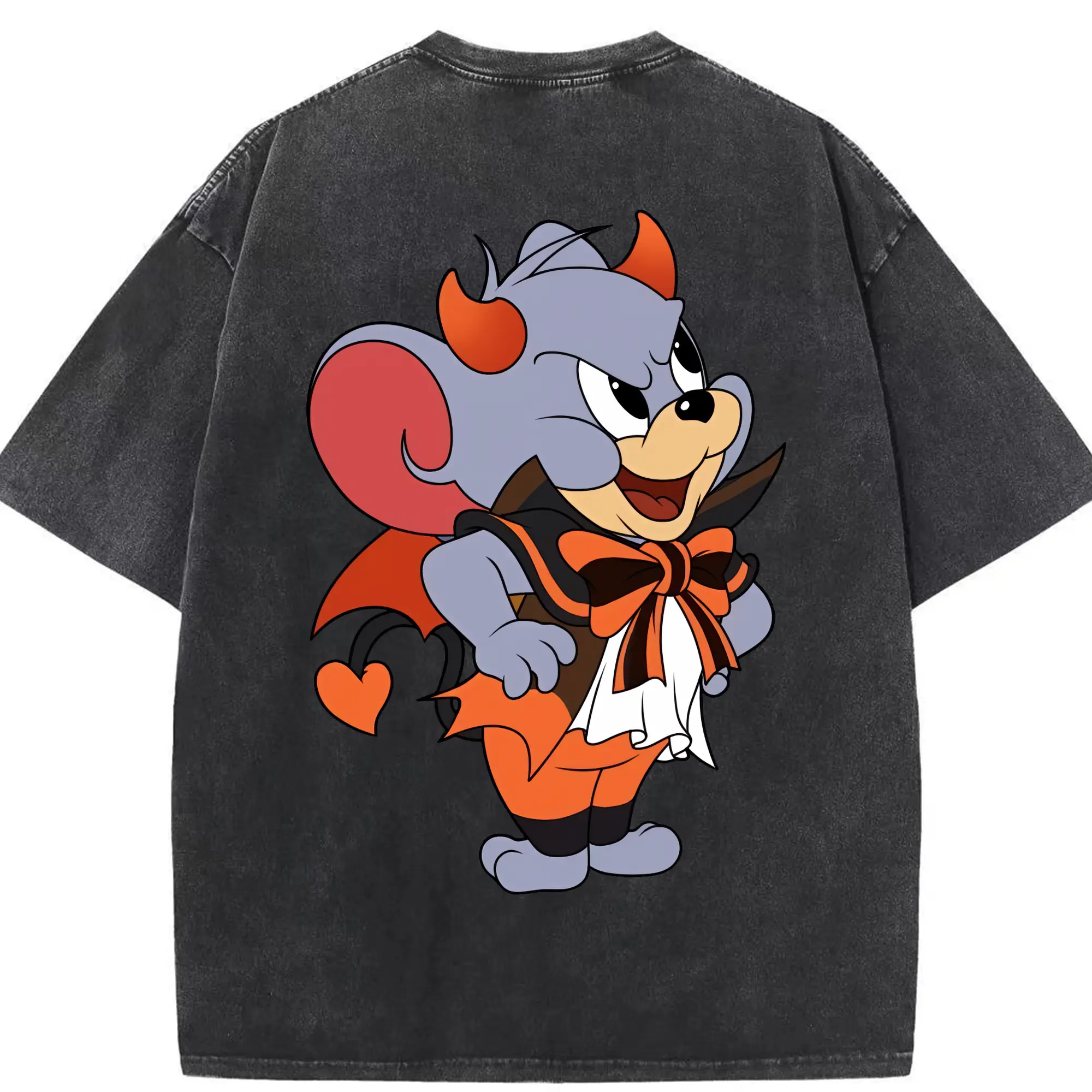 トムとジェリー グッズ タフィー - 綿100％ ヴィンテージ風 半袖Tシャツ ・ 背面プリント ・ 柔らか肌触り ・ 通気性 快適 ・ スポーツ カジュアル 外出用