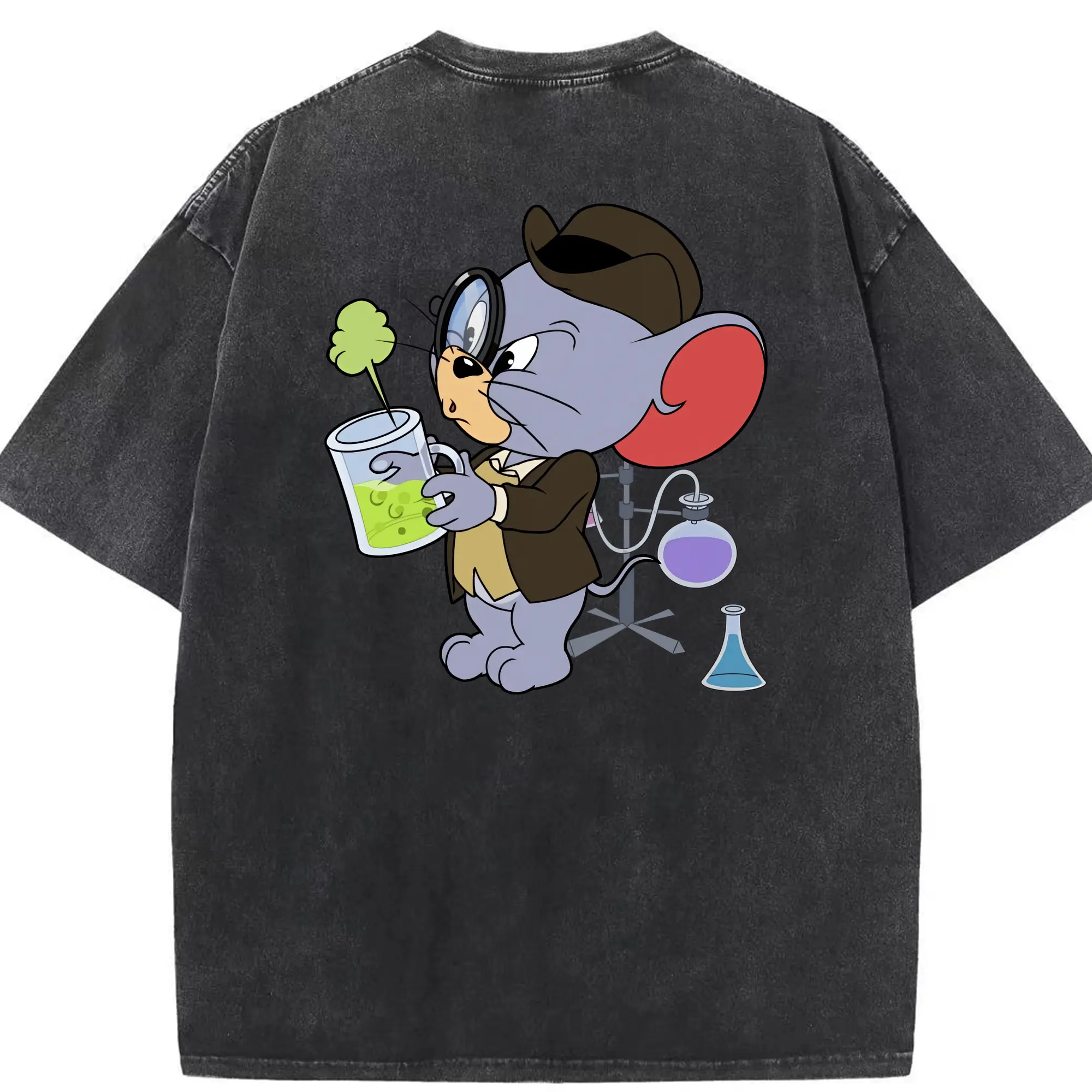 トムとジェリー グッズ タフィー - 綿100％ ヴィンテージ風 半袖Tシャツ ・ 背面プリント ・ 柔らか肌触り ・ 通気性 快適 ・ スポーツ カジュアル 外出用