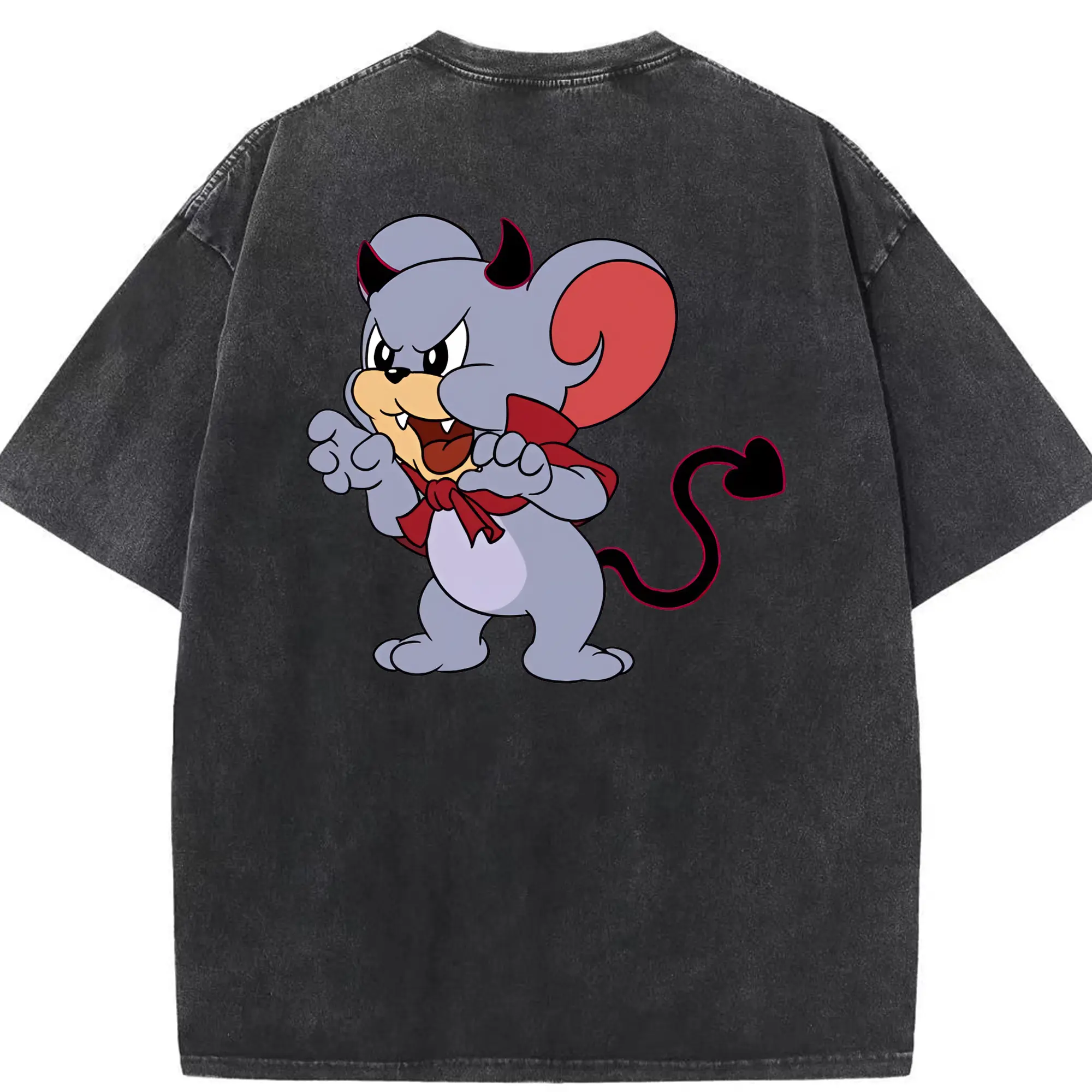 トムとジェリー グッズ タフィー - 綿100％ ヴィンテージ風 半袖Tシャツ ・ 背面プリント ・ 柔らか肌触り ・ 通気性 快適 ・ スポーツ カジュアル 外出用