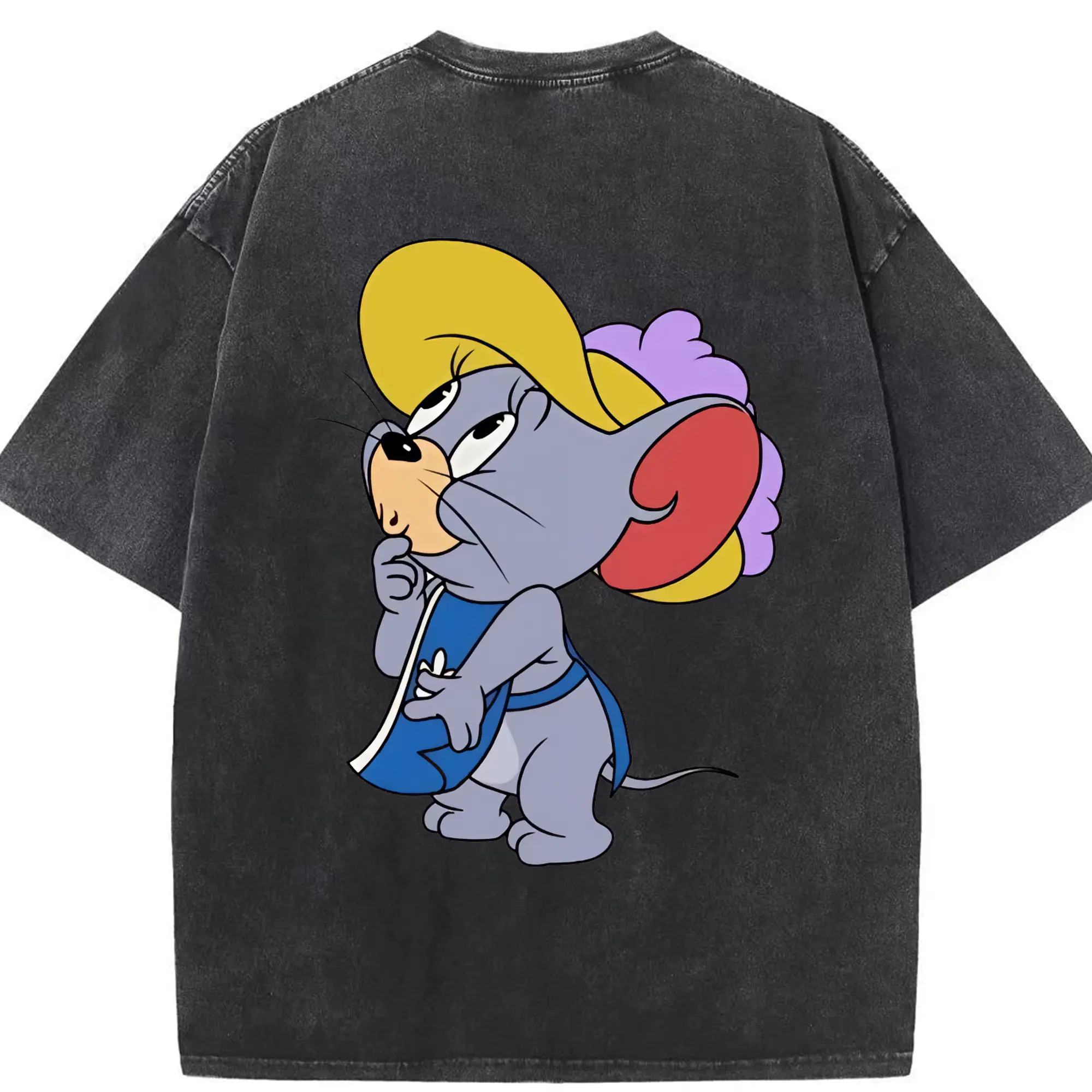 トムとジェリー グッズ タフィー - 綿100％ ヴィンテージ風 半袖Tシャツ ・ 背面プリント ・ 柔らか肌触り ・ 通気性 快適 ・ スポーツ カジュアル 外出用