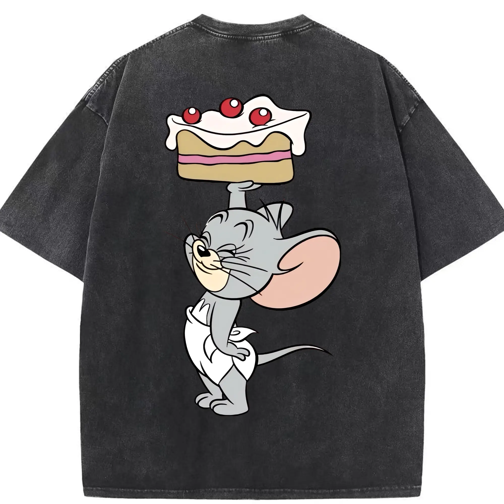 トムとジェリー グッズ タフィー - 綿100％ ヴィンテージ風 半袖Tシャツ ・ 背面プリント ・ 柔らか肌触り ・ 通気性 快適 ・ スポーツ カジュアル 外出用