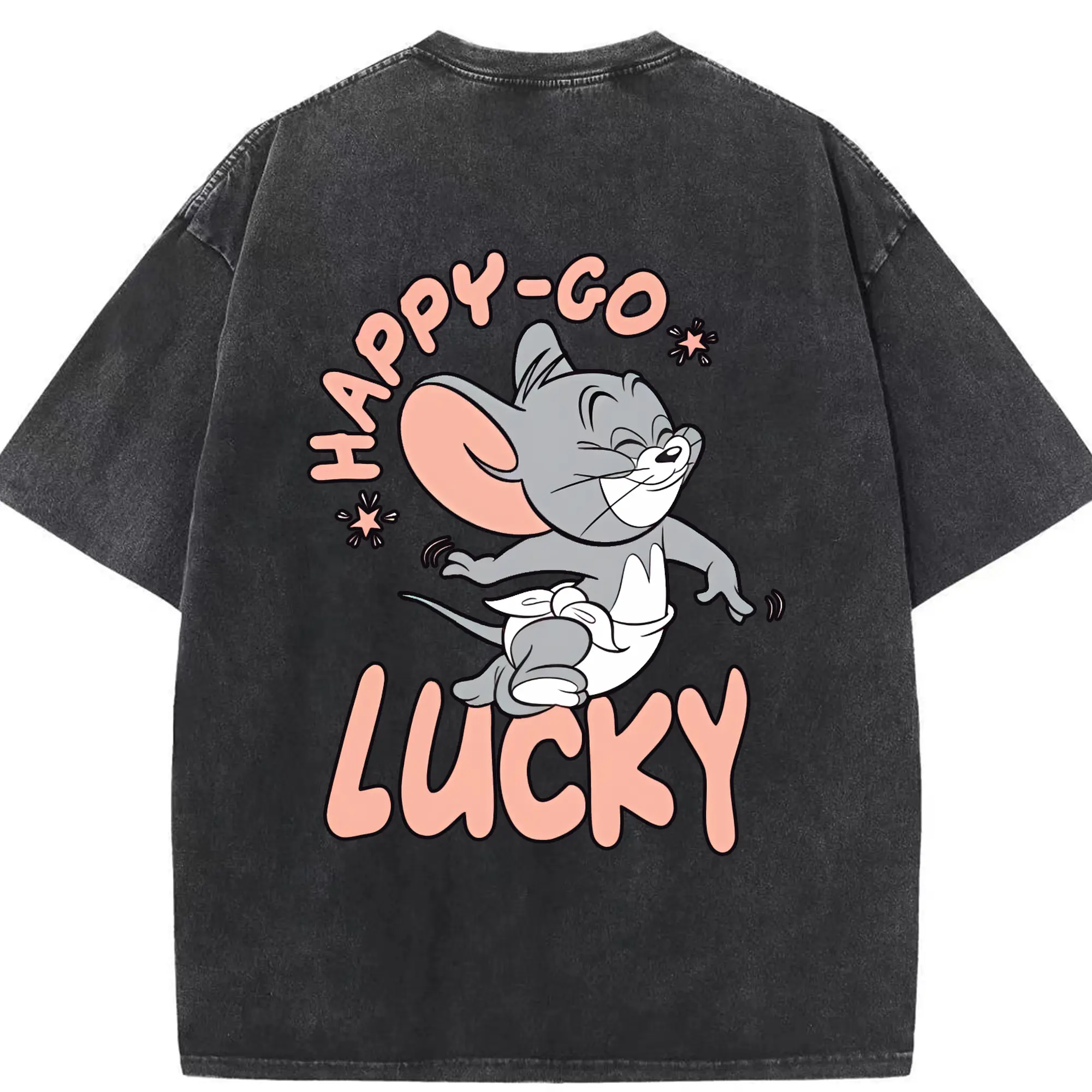 トムとジェリー グッズ タフィー - 綿100％ ヴィンテージ風 半袖Tシャツ ・ 背面プリント ・ 柔らか肌触り ・ 通気性 快適 ・ スポーツ カジュアル 外出用