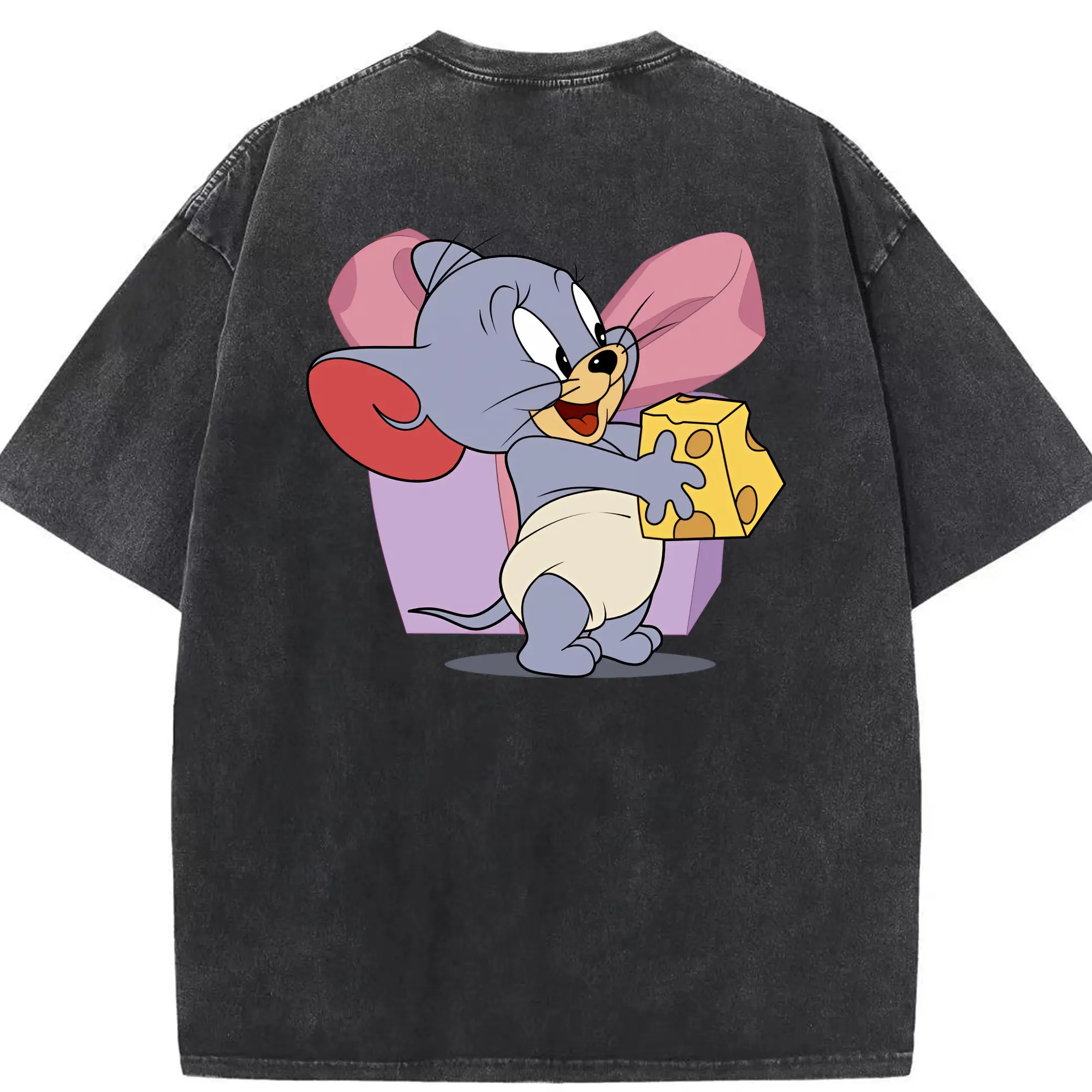 トムとジェリー グッズ タフィー - 綿100％ ヴィンテージ風 半袖Tシャツ ・ 背面プリント ・ 柔らか肌触り ・ 通気性 快適 ・ スポーツ カジュアル 外出用