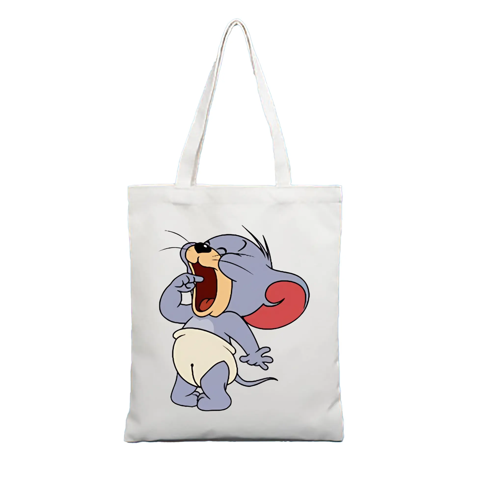 トムとジェリー グッズ タフィー - 縦型キャンバス手提げバッグ（トートバッグ） ・ キャンバス素材 ・ ショッピング用 ・ 軽量 丈夫 お手入れ簡単