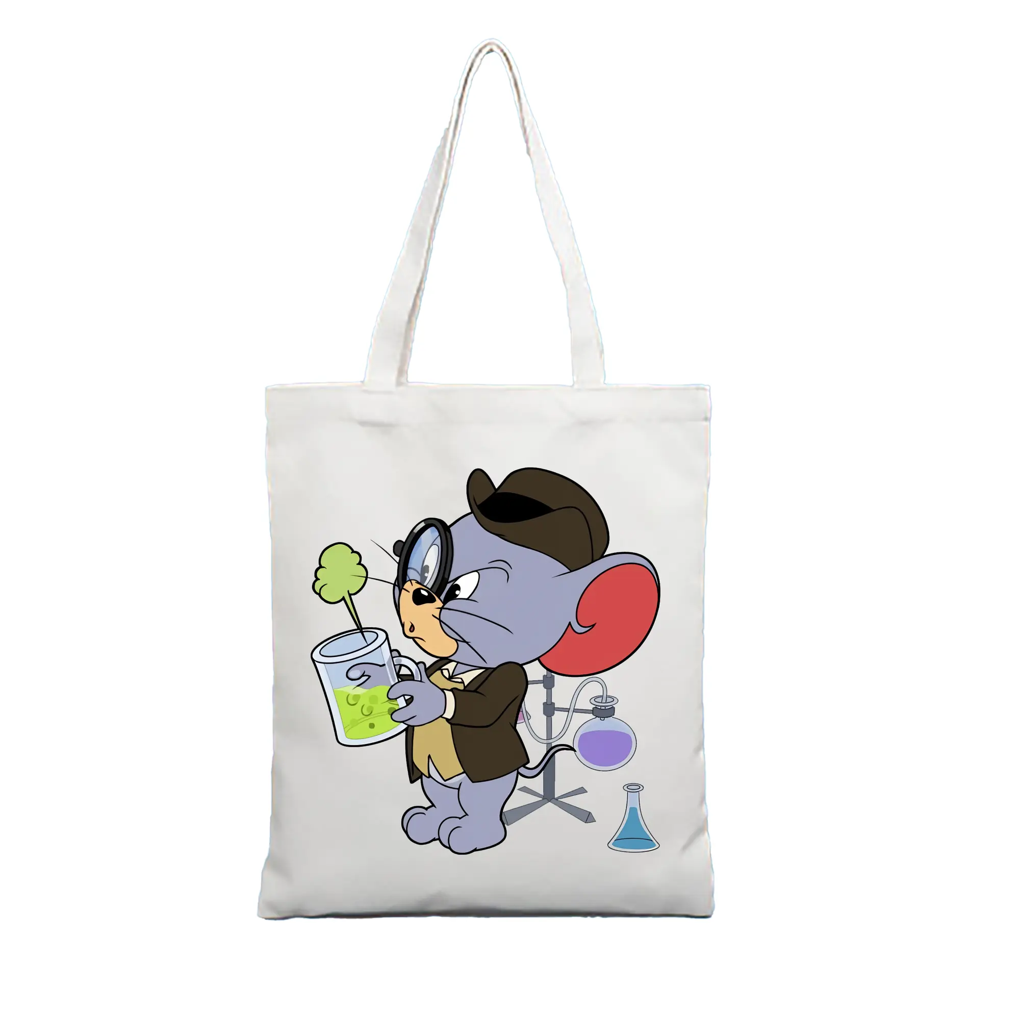 トムとジェリー グッズ タフィー - 縦型キャンバス手提げバッグ（トートバッグ） ・ キャンバス素材 ・ ショッピング用 ・ 軽量 丈夫 お手入れ簡単