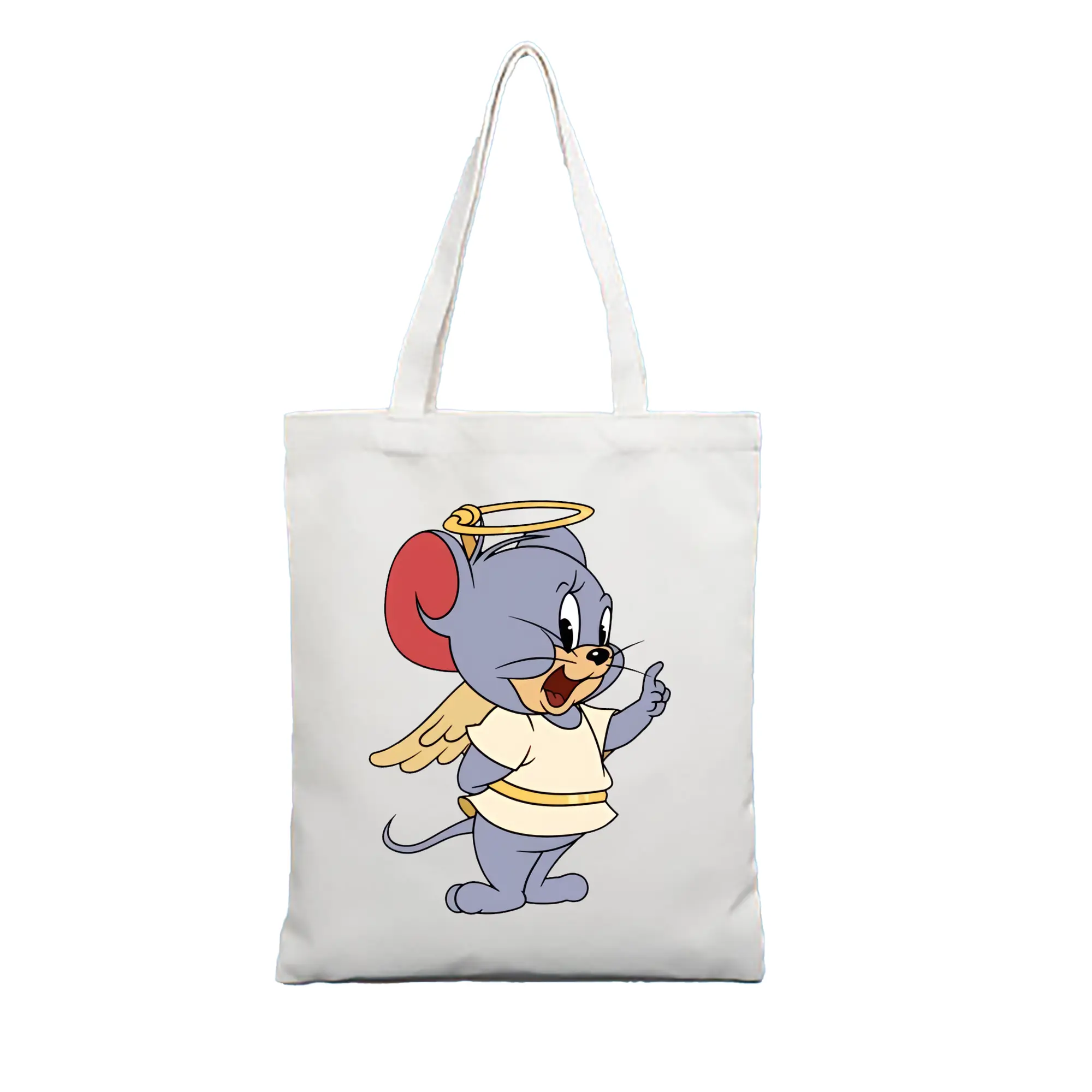 トムとジェリー グッズ タフィー - 縦型キャンバス手提げバッグ（トートバッグ） ・ キャンバス素材 ・ ショッピング用 ・ 軽量 丈夫 お手入れ簡単