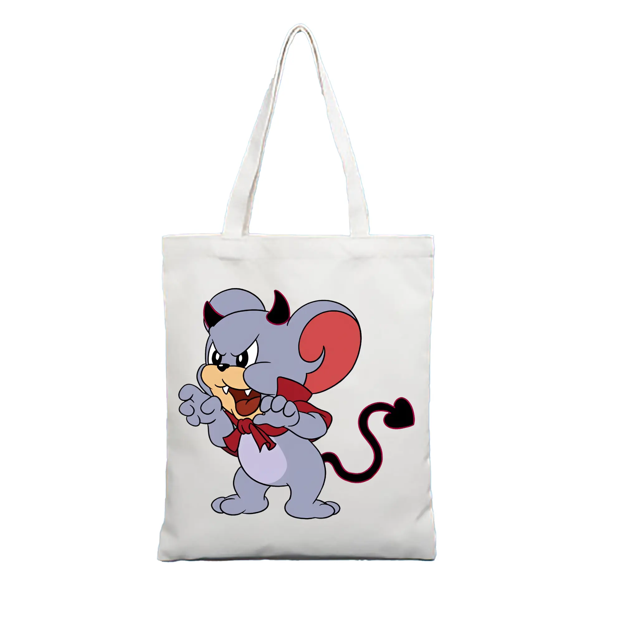 トムとジェリー グッズ タフィー - 縦型キャンバス手提げバッグ（トートバッグ） ・ キャンバス素材 ・ ショッピング用 ・ 軽量 丈夫 お手入れ簡単