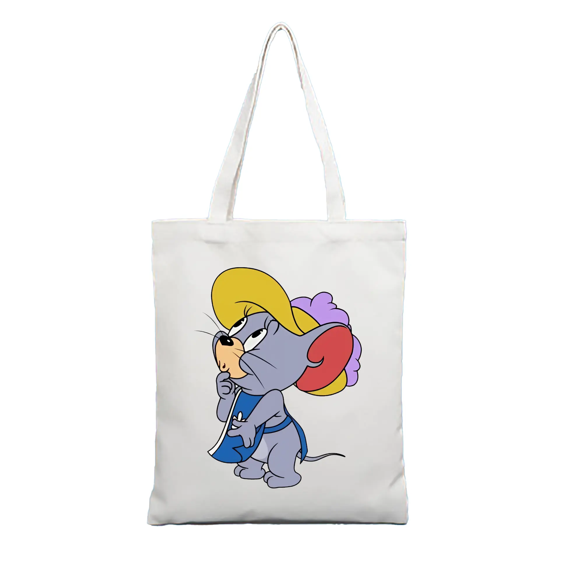 トムとジェリー グッズ タフィー - 縦型キャンバス手提げバッグ（トートバッグ） ・ キャンバス素材 ・ ショッピング用 ・ 軽量 丈夫 お手入れ簡単