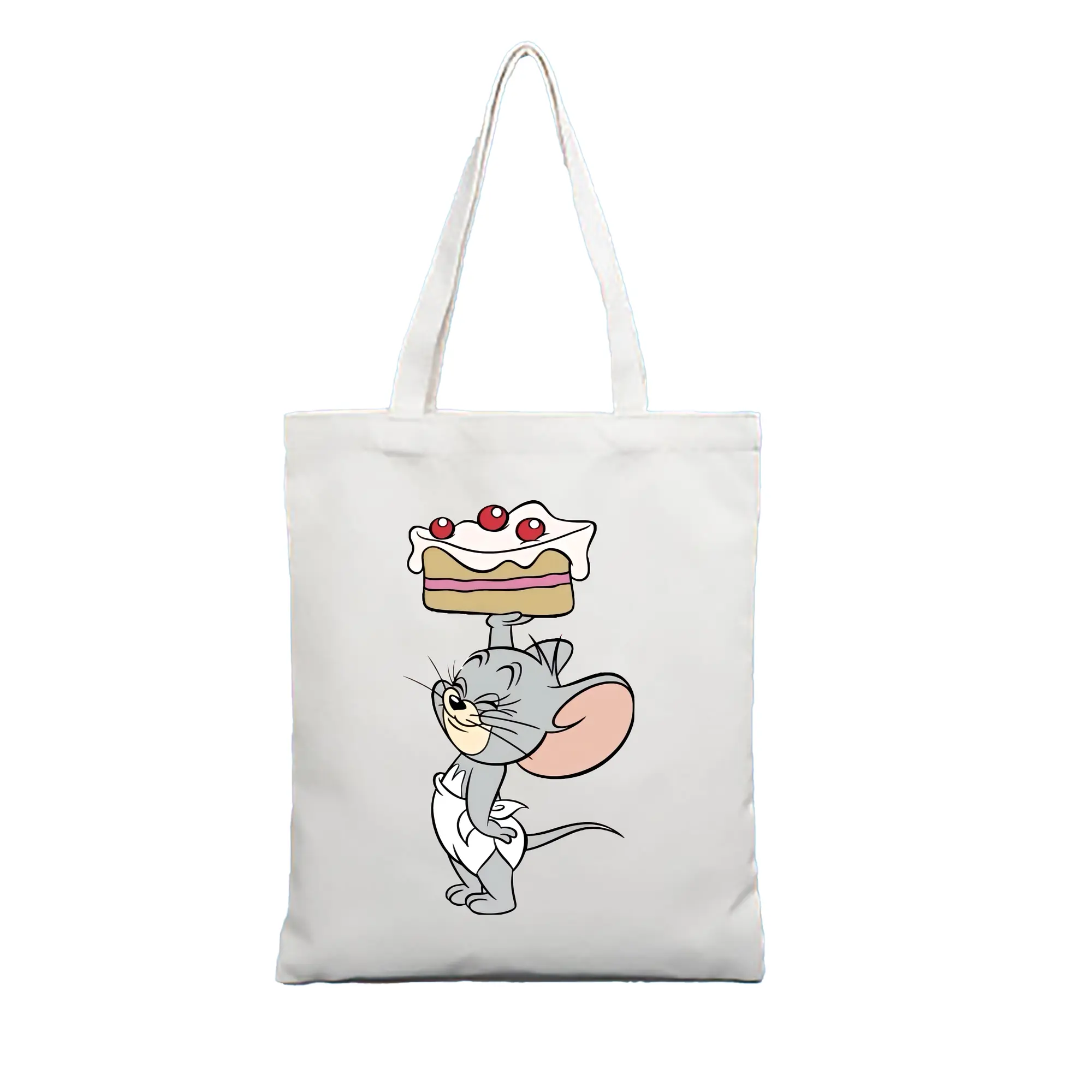 トムとジェリー グッズ タフィー - 縦型キャンバス手提げバッグ（トートバッグ） ・ キャンバス素材 ・ ショッピング用 ・ 軽量 丈夫 お手入れ簡単