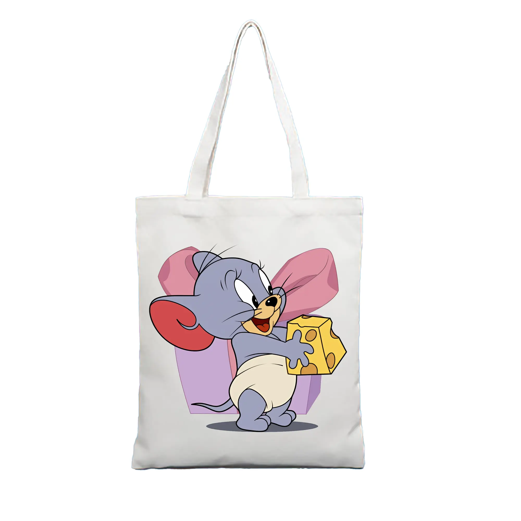 トムとジェリー グッズ タフィー - 縦型キャンバス手提げバッグ（トートバッグ） ・ キャンバス素材 ・ ショッピング用 ・ 軽量 丈夫 お手入れ簡単