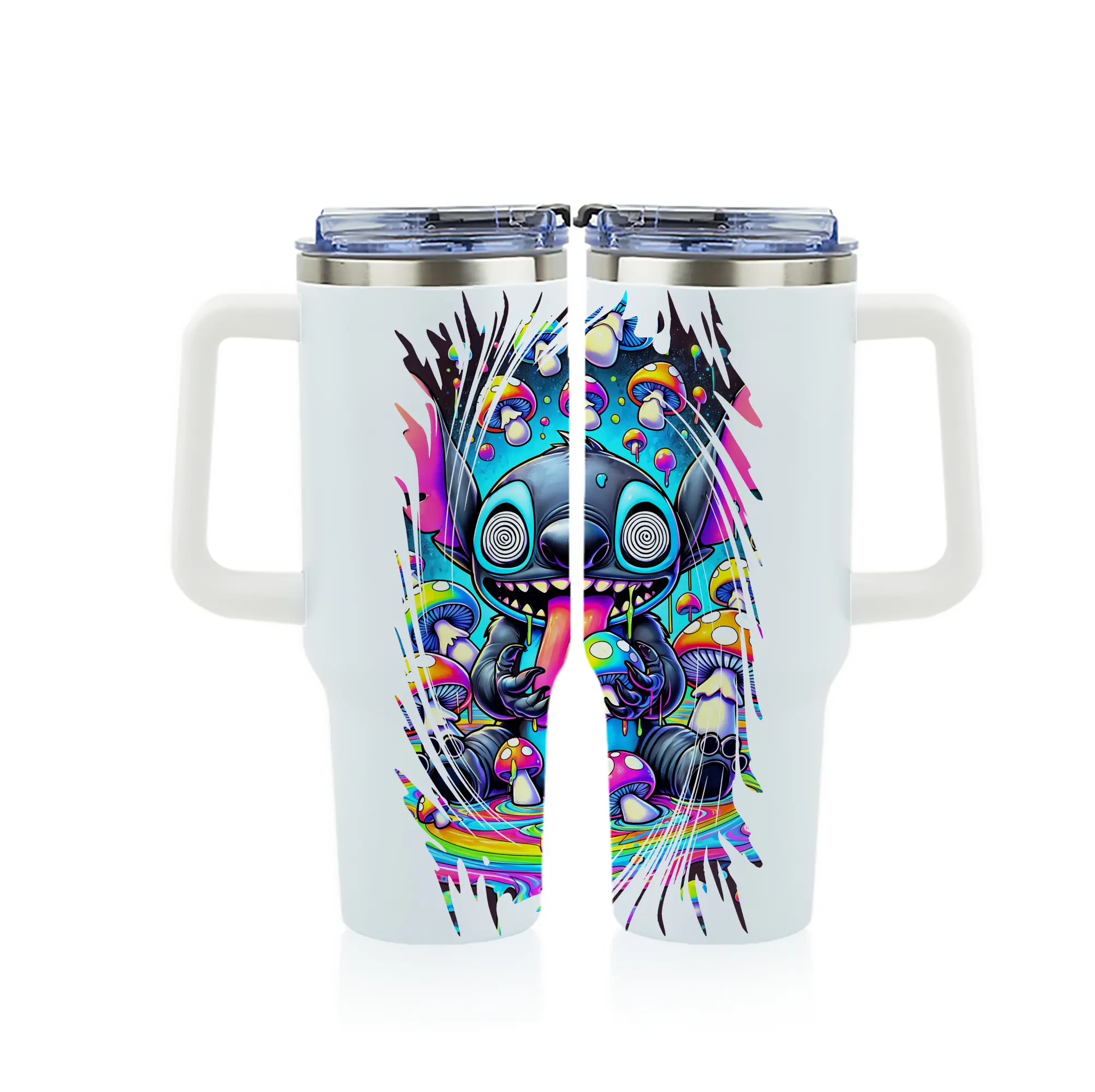 リロ＆スティッチ グッズ スティッチ - 1200mL フルプリント車用タンブラー ・ 304ステンレス 内側 ・ 201ステンレス 外側 ・ 保温 保冷 ・ 通勤 ドライブ アウトドア用