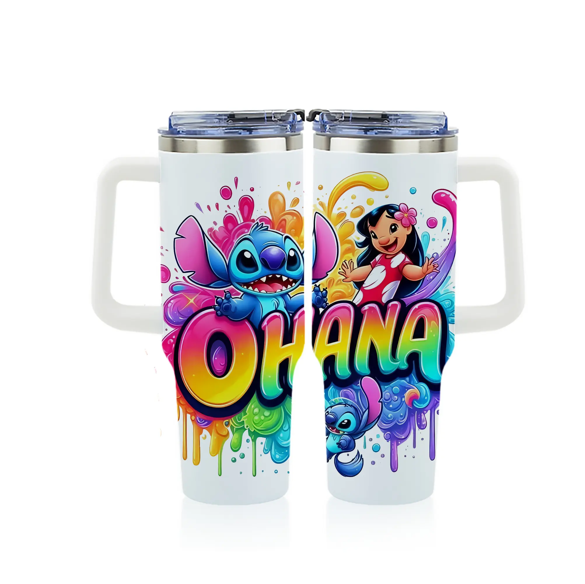 リロ＆スティッチ グッズ スティッチ - 1200mL フルプリント車用タンブラー ・ 304ステンレス 内側 ・ 201ステンレス 外側 ・ 保温 保冷 ・ 通勤 ドライブ アウトドア用