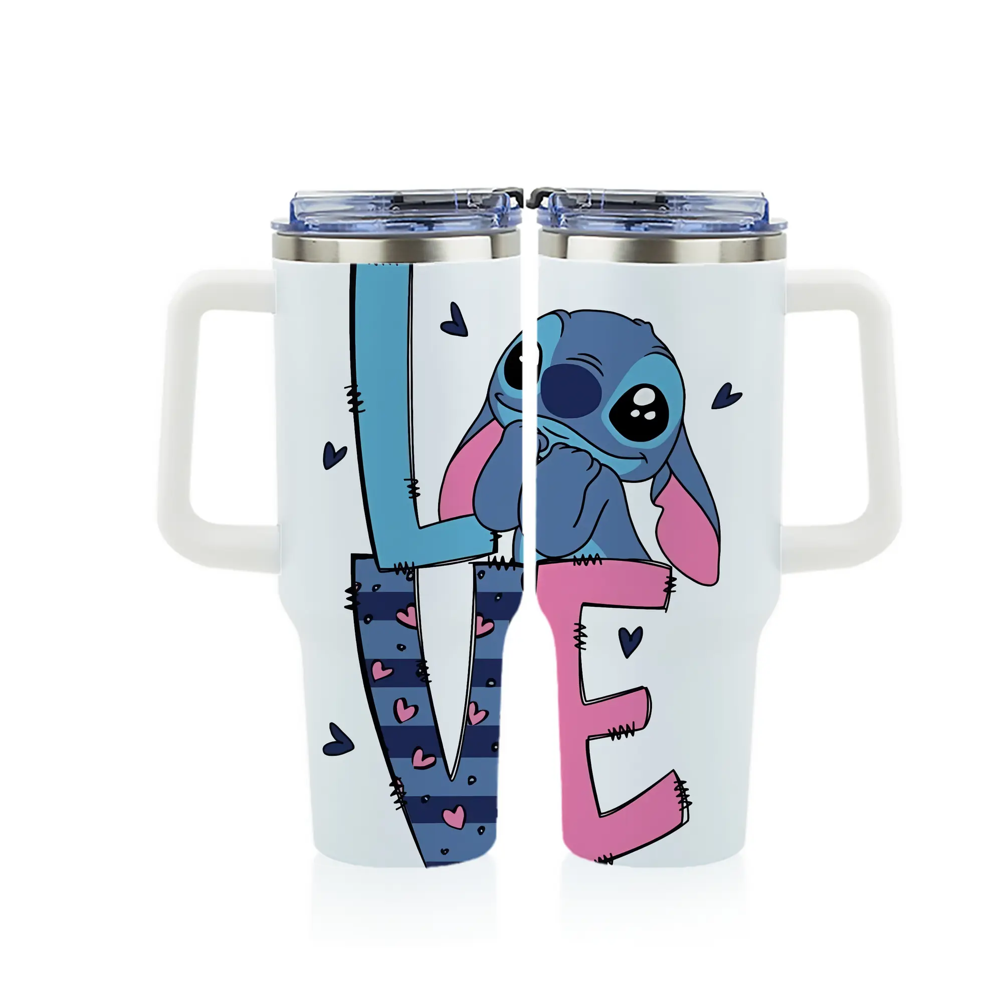 リロ＆スティッチ グッズ スティッチ - 1200mL フルプリント車用タンブラー ・ 304ステンレス 内側 ・ 201ステンレス 外側 ・ 保温 保冷 ・ 通勤 ドライブ アウトドア用