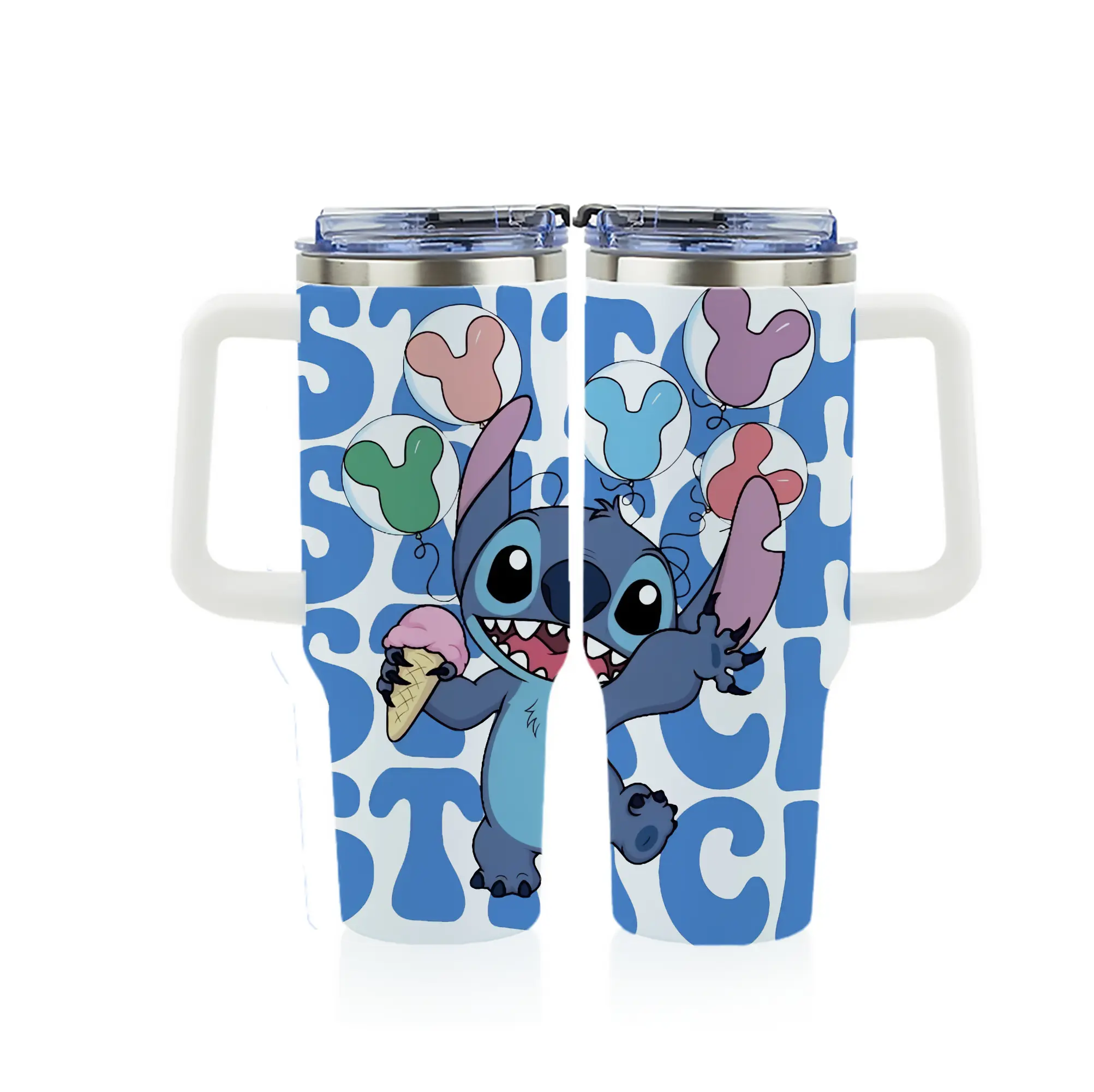 リロ＆スティッチ グッズ スティッチ - 1200mL フルプリント車用タンブラー ・ 304ステンレス 内側 ・ 201ステンレス 外側 ・ 保温 保冷 ・ 通勤 ドライブ アウトドア用