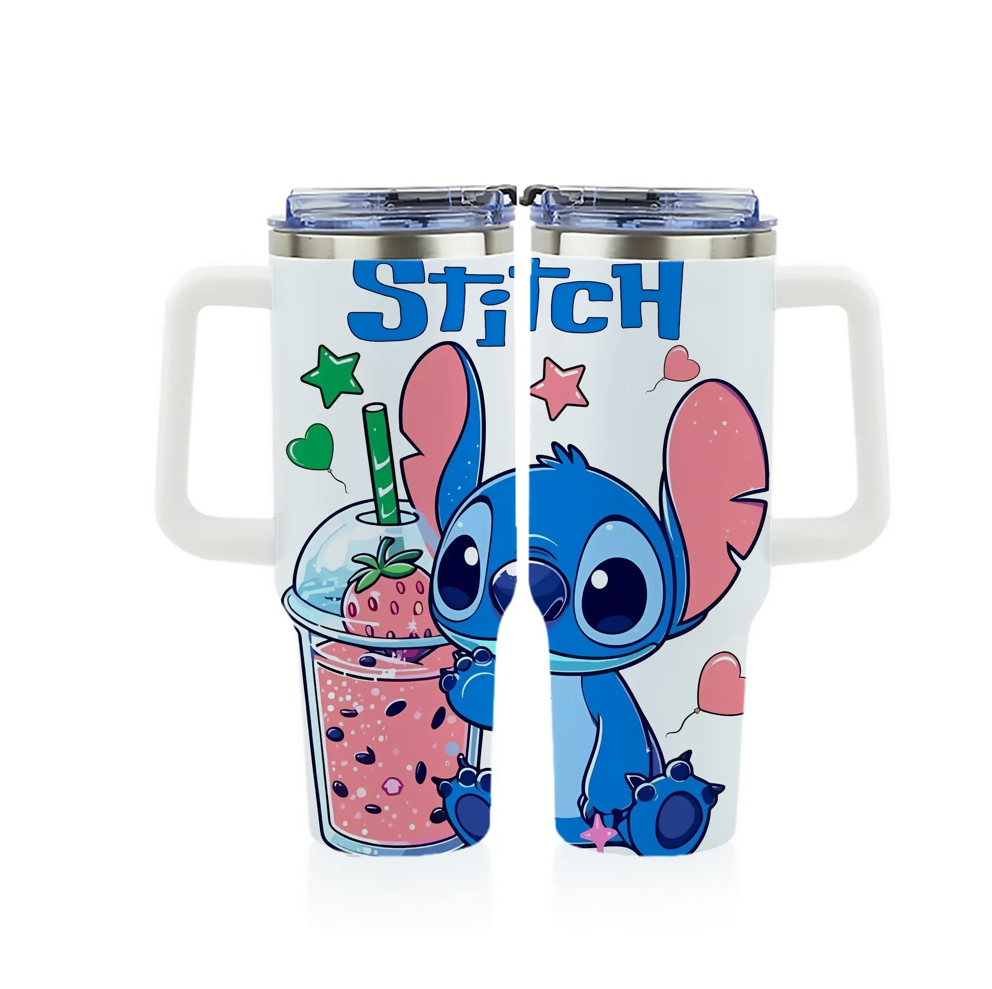 リロ＆スティッチ グッズ スティッチ - 1200mL フルプリント車用タンブラー ・ 304ステンレス 内側 ・ 201ステンレス 外側 ・ 保温 保冷 ・ 通勤 ドライブ アウトドア用