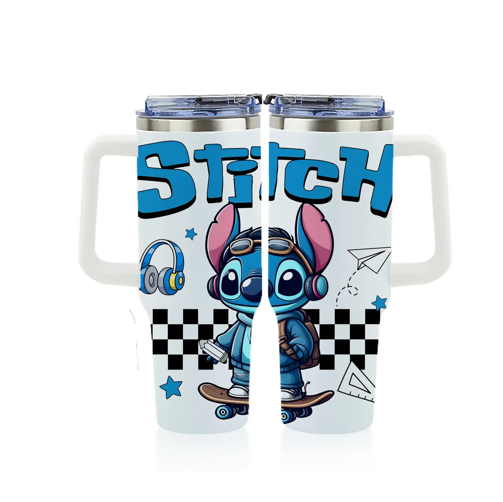 リロ＆スティッチ グッズ スティッチ - 1200mL フルプリント車用タンブラー ・ 304ステンレス 内側 ・ 201ステンレス 外側 ・ 保温 保冷 ・ 通勤 ドライブ アウトドア用
