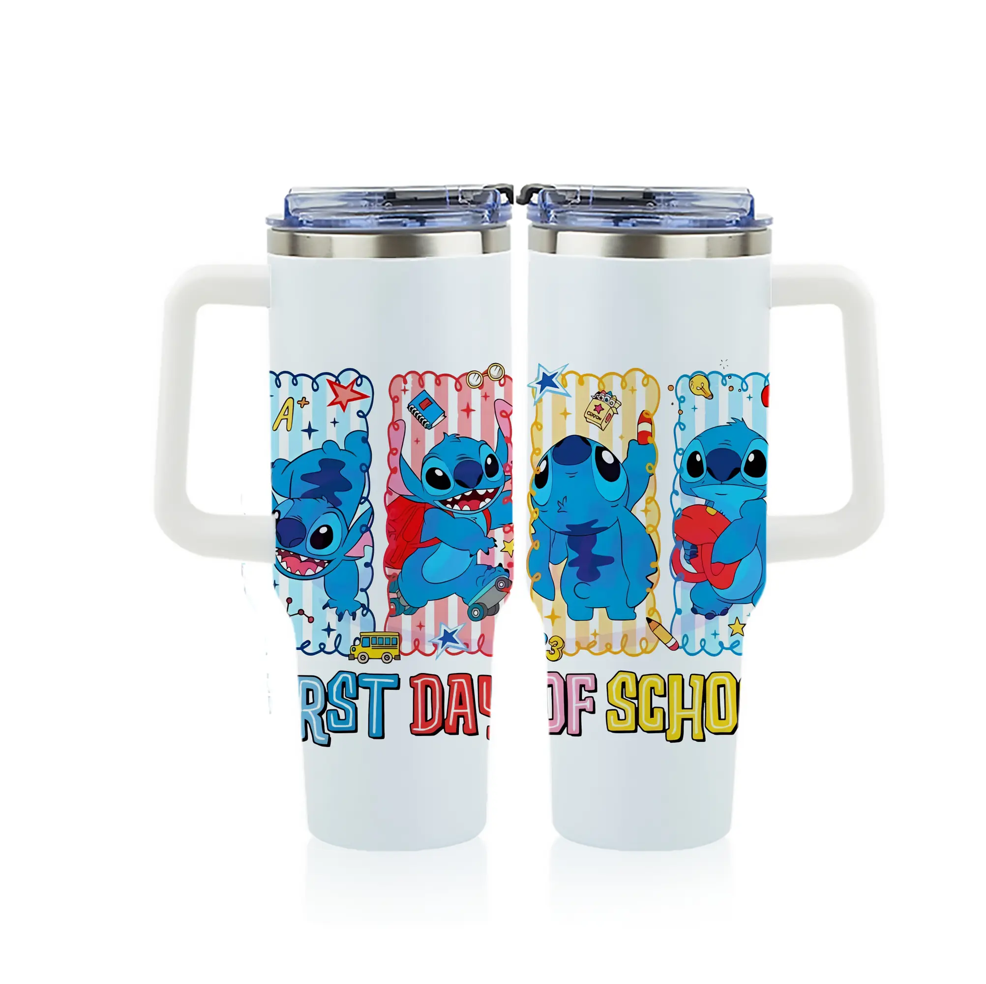 リロ＆スティッチ グッズ スティッチ - 1200mL フルプリント車用タンブラー ・ 304ステンレス 内側 ・ 201ステンレス 外側 ・ 保温 保冷 ・ 通勤 ドライブ アウトドア用