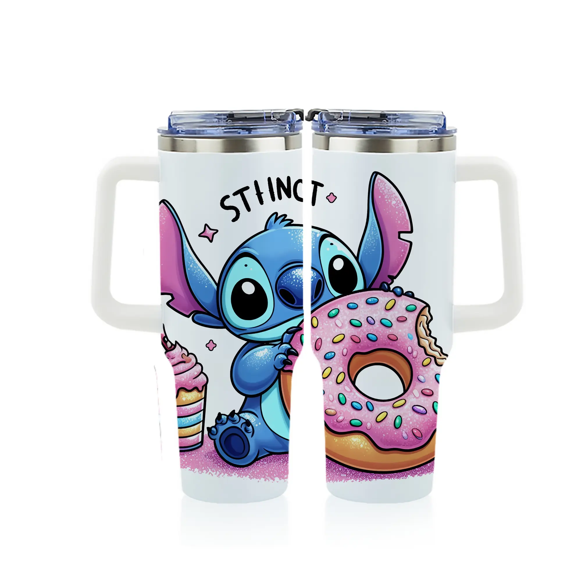 リロ＆スティッチ グッズ スティッチ - 1200mL フルプリント車用タンブラー ・ 304ステンレス 内側 ・ 201ステンレス 外側 ・ 保温 保冷 ・ 通勤 ドライブ アウトドア用