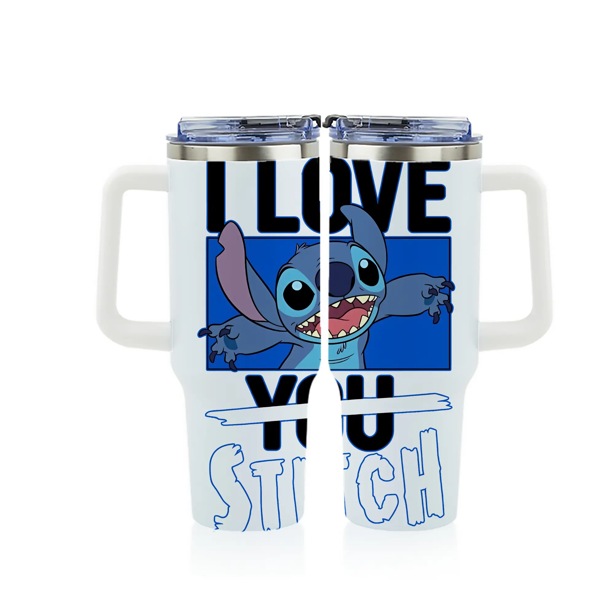 リロ＆スティッチ グッズ スティッチ - 1200mL フルプリント車用タンブラー ・ 304ステンレス 内側 ・ 201ステンレス 外側 ・ 保温 保冷 ・ 通勤 ドライブ アウトドア用