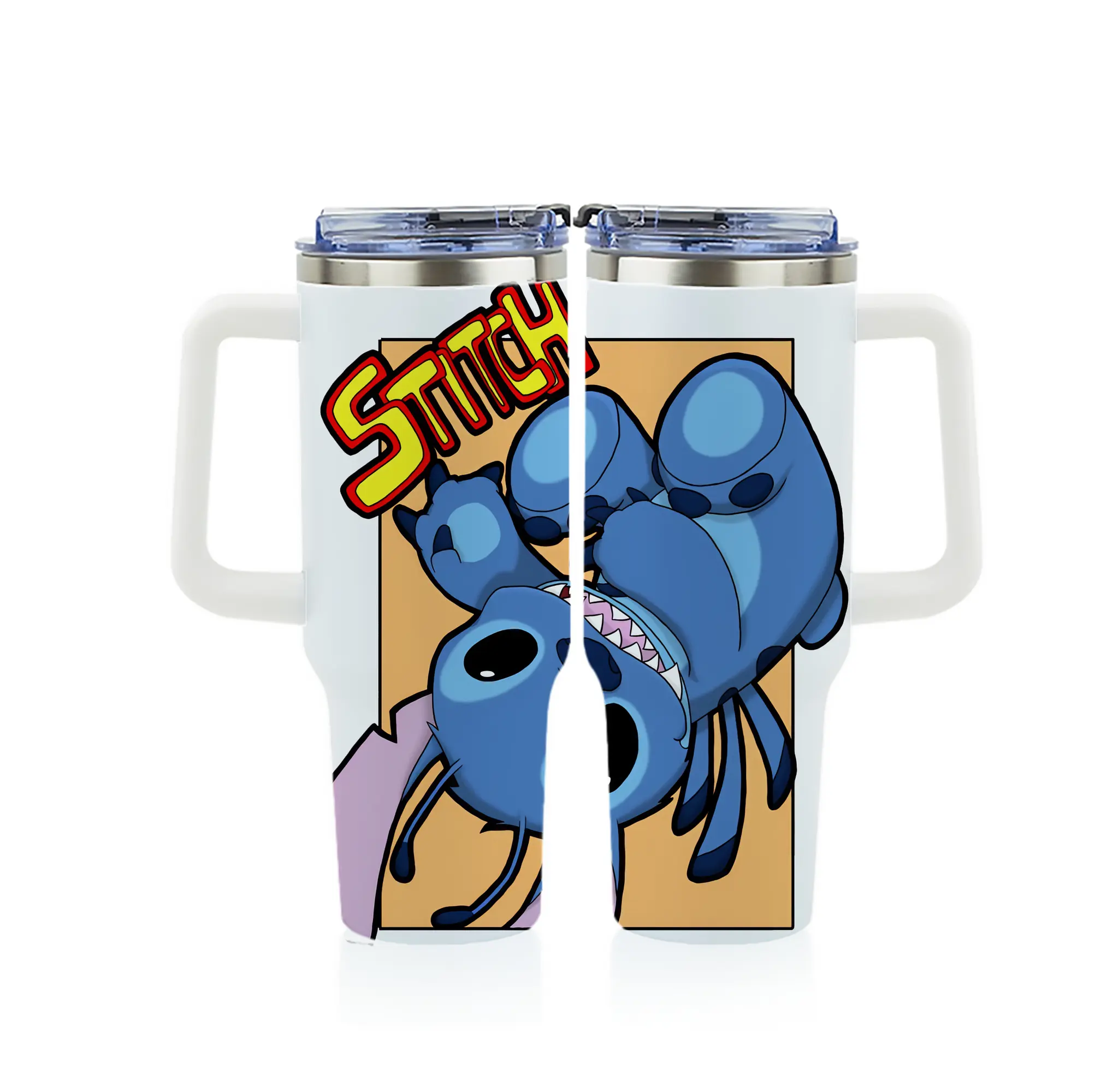 リロ＆スティッチ グッズ スティッチ - 1200mL フルプリント車用タンブラー ・ 304ステンレス 内側 ・ 201ステンレス 外側 ・ 保温 保冷 ・ 通勤 ドライブ アウトドア用