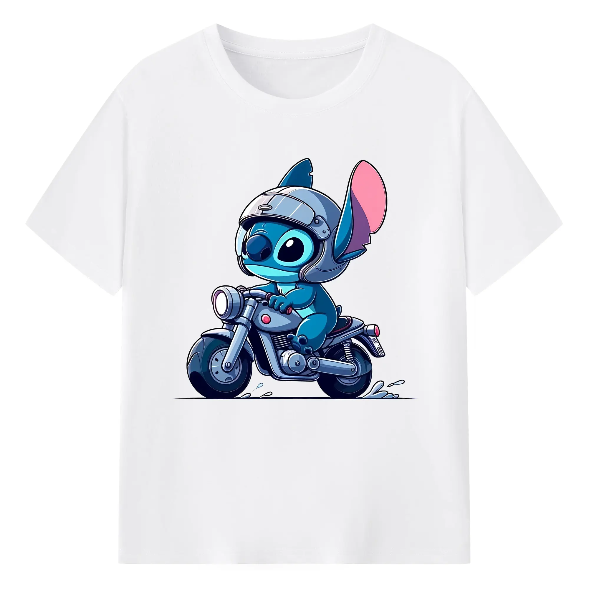 リロ＆スティッチ グッズ スティッチ - 綿100％ 半袖Tシャツ ・ フロントプリント ・ 快適 通気性 ・ 日常使い 散歩 スポーツ用