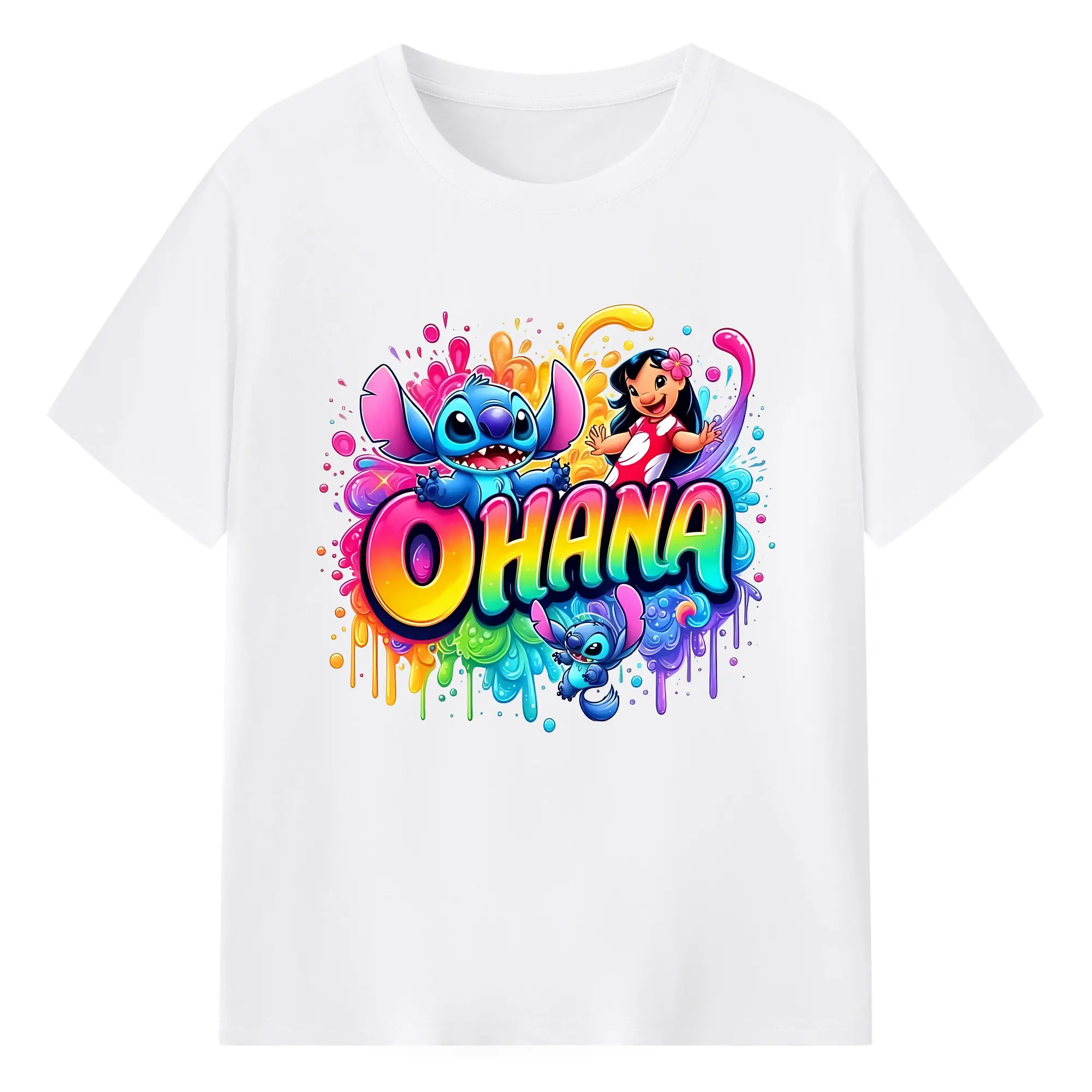 リロ＆スティッチ グッズ スティッチ - 綿100％ 半袖Tシャツ ・ フロントプリント ・ 快適 通気性 ・ 日常使い 散歩 スポーツ用