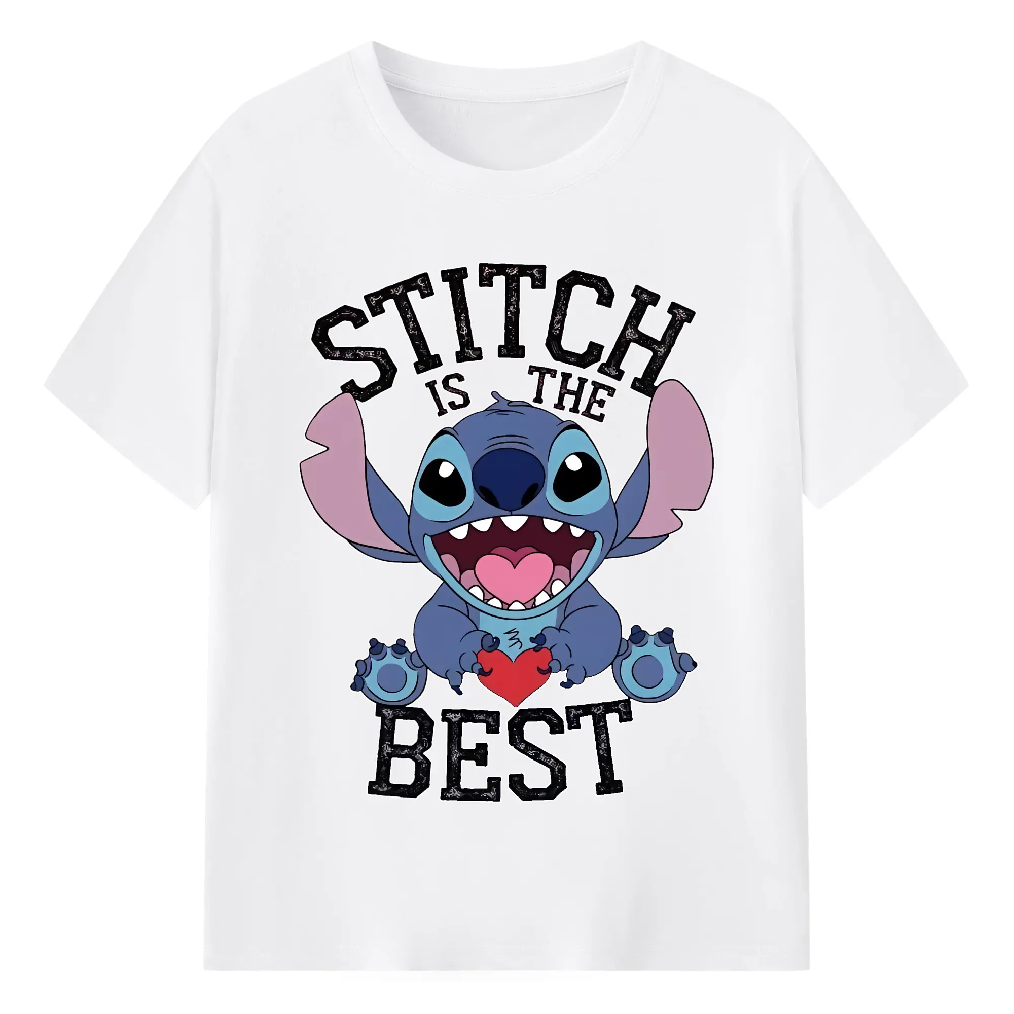 リロ＆スティッチ グッズ スティッチ - 綿100％ 半袖Tシャツ ・ フロントプリント ・ 快適 通気性 ・ 日常使い 散歩 スポーツ用