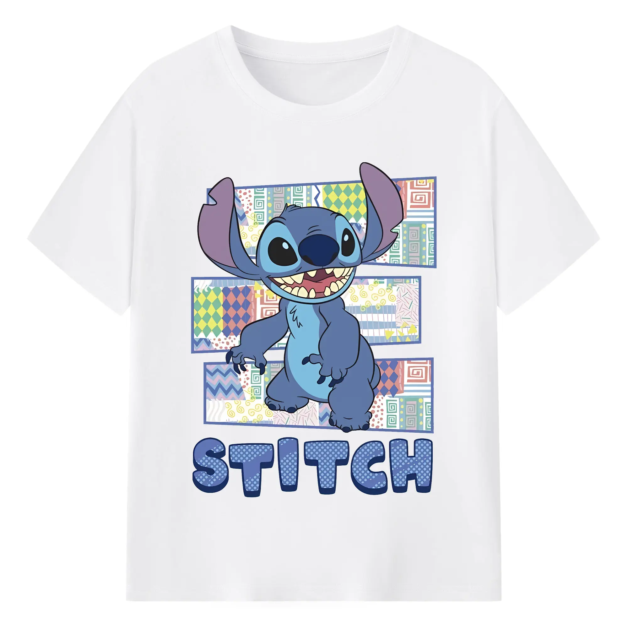 リロ＆スティッチ グッズ スティッチ - 綿100％ 半袖Tシャツ ・ フロントプリント ・ 快適 通気性 ・ 日常使い 散歩 スポーツ用