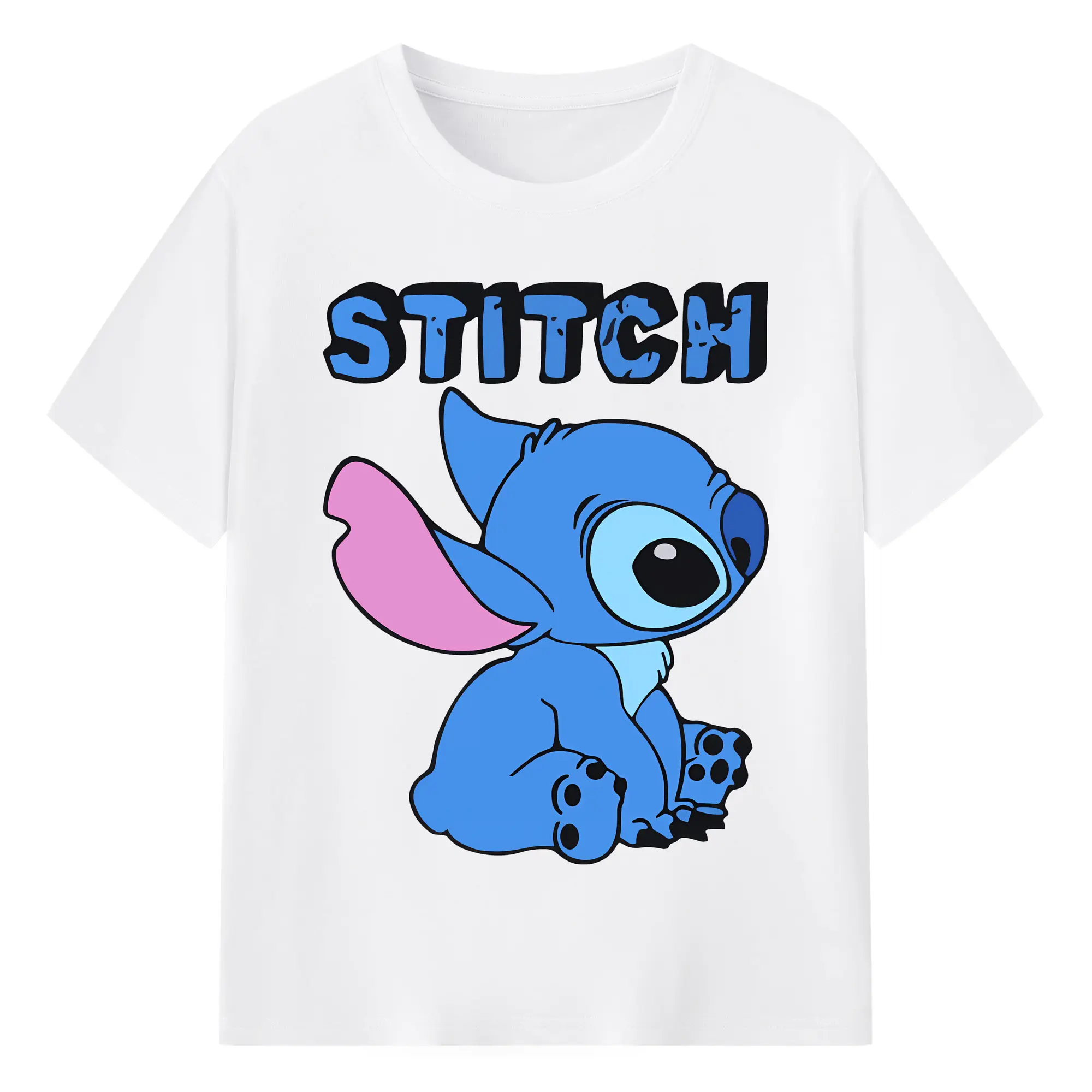 リロ＆スティッチ グッズ スティッチ - 綿100％ 半袖Tシャツ ・ フロントプリント ・ 快適 通気性 ・ 日常使い 散歩 スポーツ用