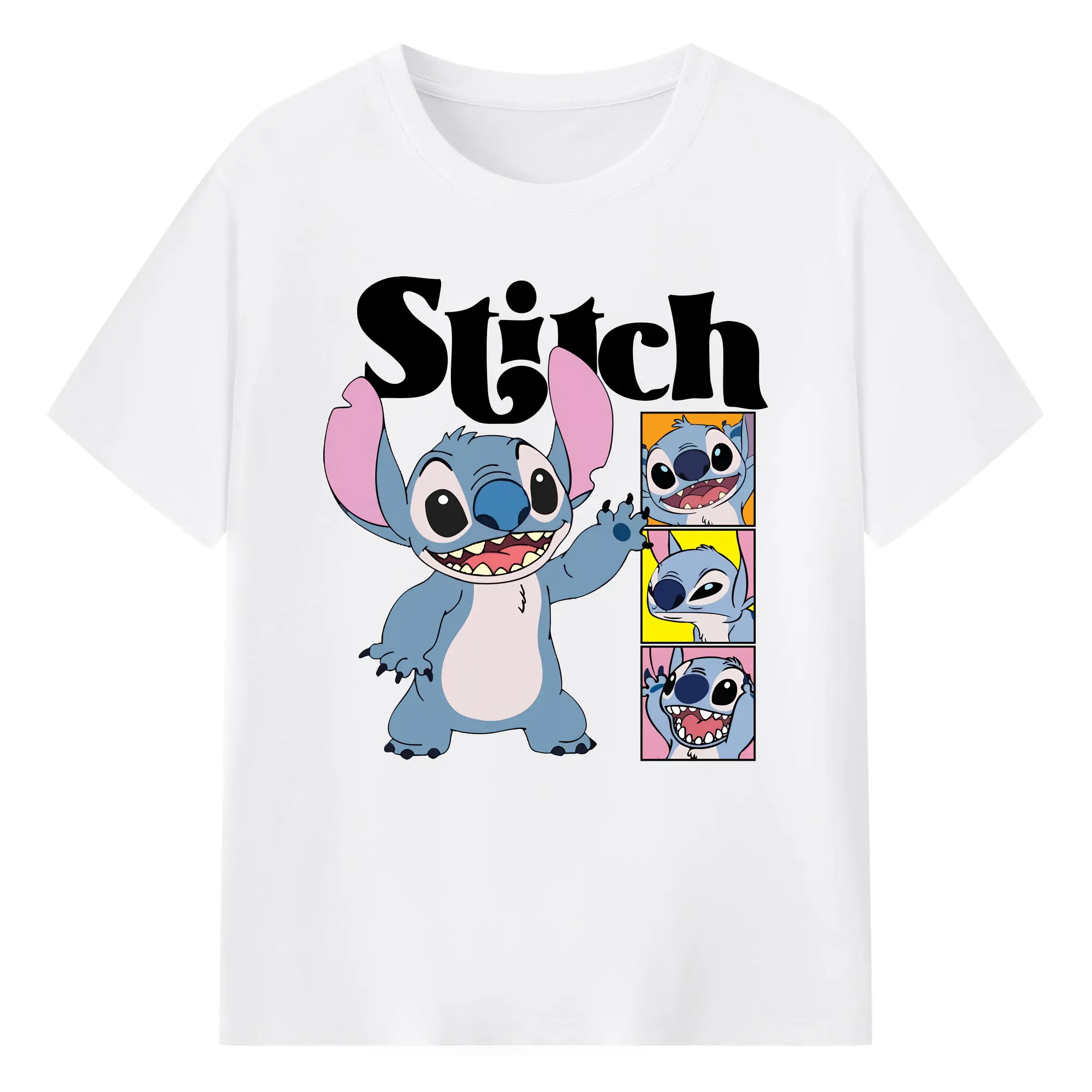 リロ＆スティッチ グッズ スティッチ - 綿100％ 半袖Tシャツ ・ フロントプリント ・ 快適 通気性 ・ 日常使い 散歩 スポーツ用